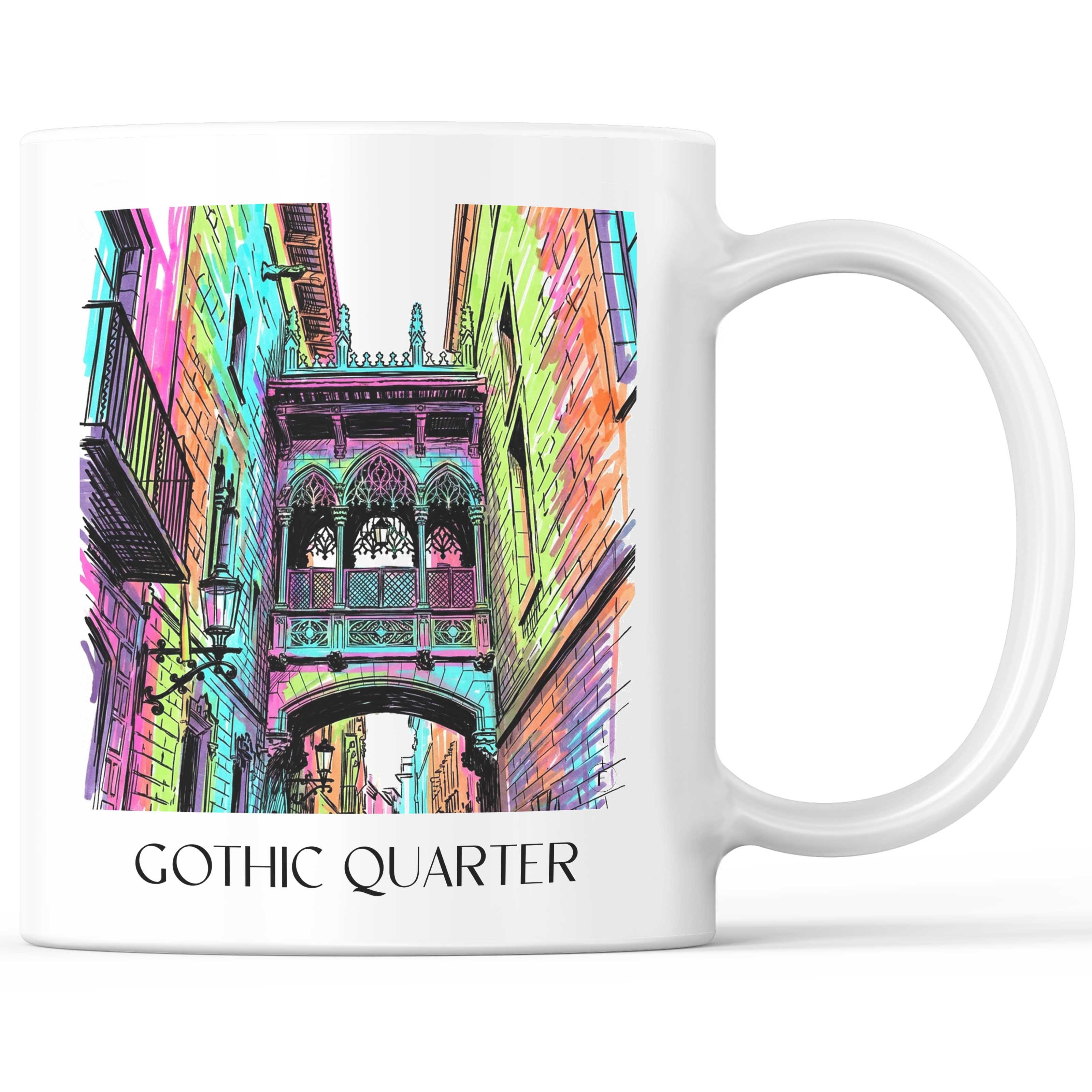 Barri Gòtic Kaffeebecher - Barcelona - Spanien Becher - Kaffeetasse im Tag Graffiti Stil - favplace