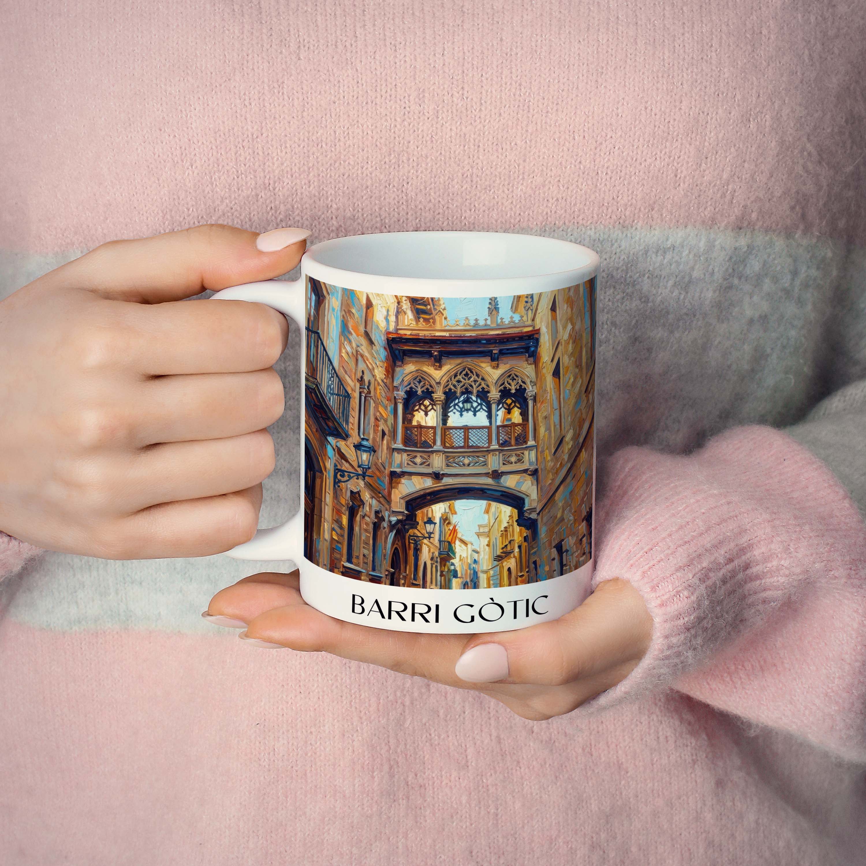 barri-gòtic-barcelona-spanien-kaffeebecher-oil-painting-oelgemaelde