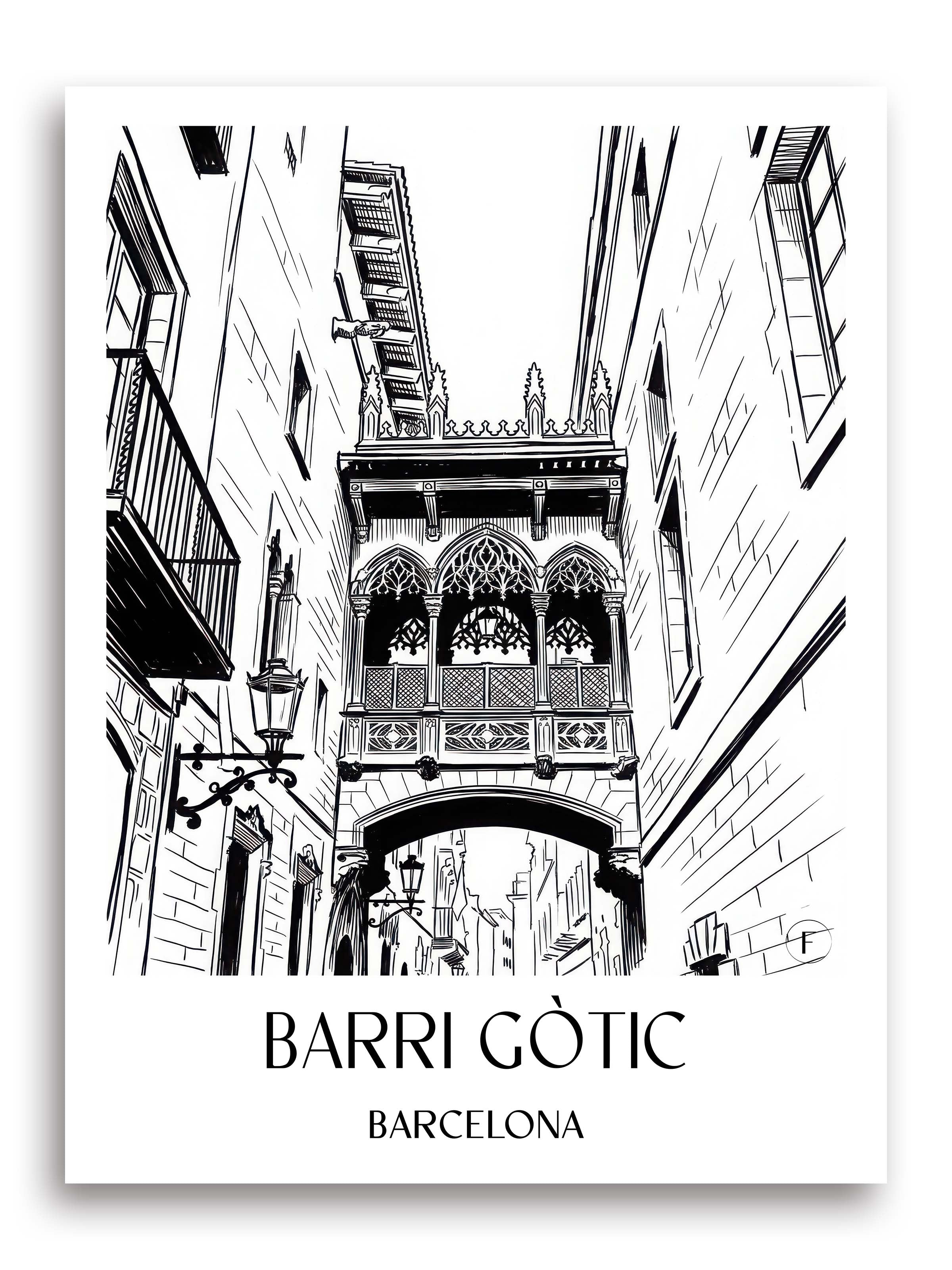 barri-gòtic-barcelona-spanien-poster-skizze