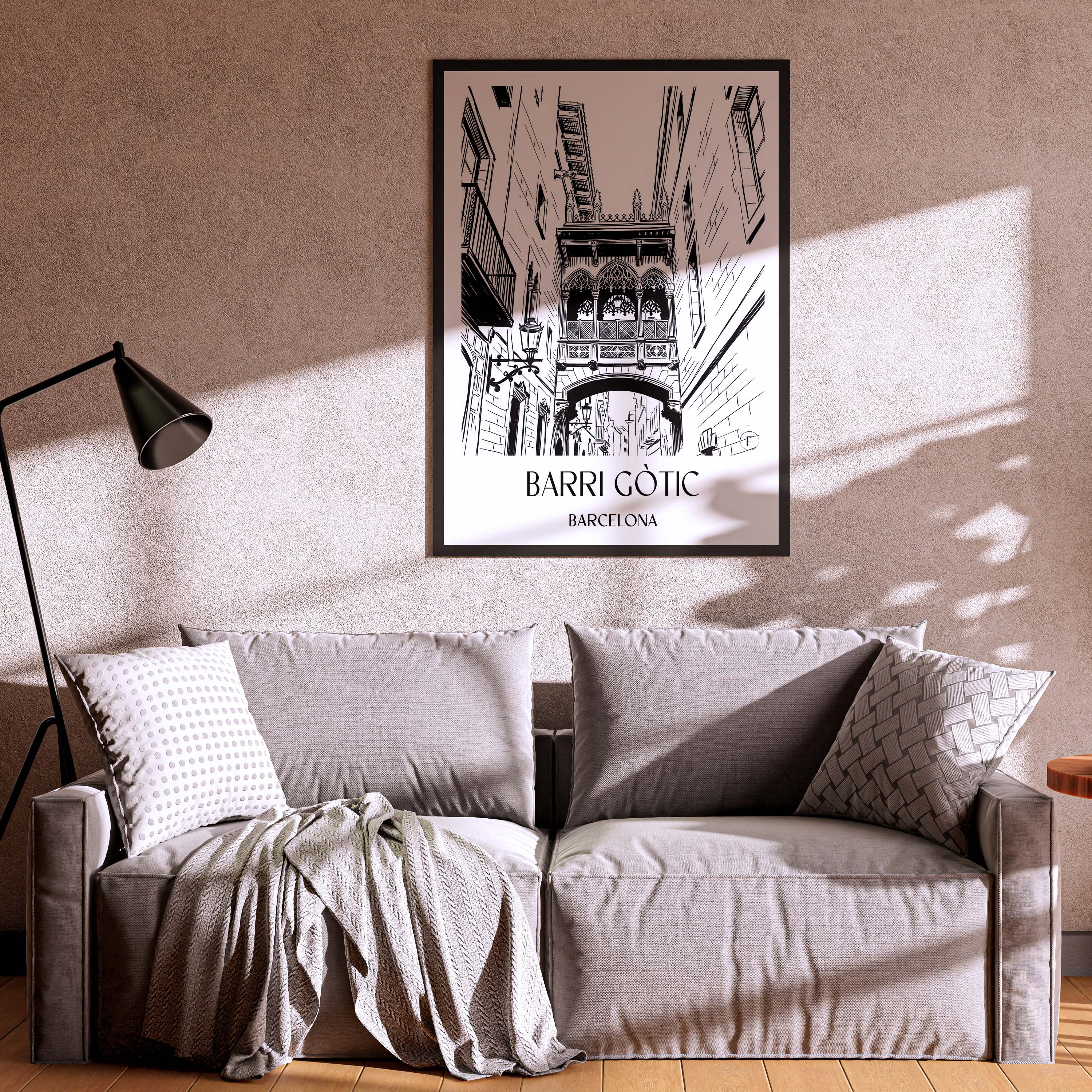 barri-gòtic-barcelona-spanien-poster-skizze