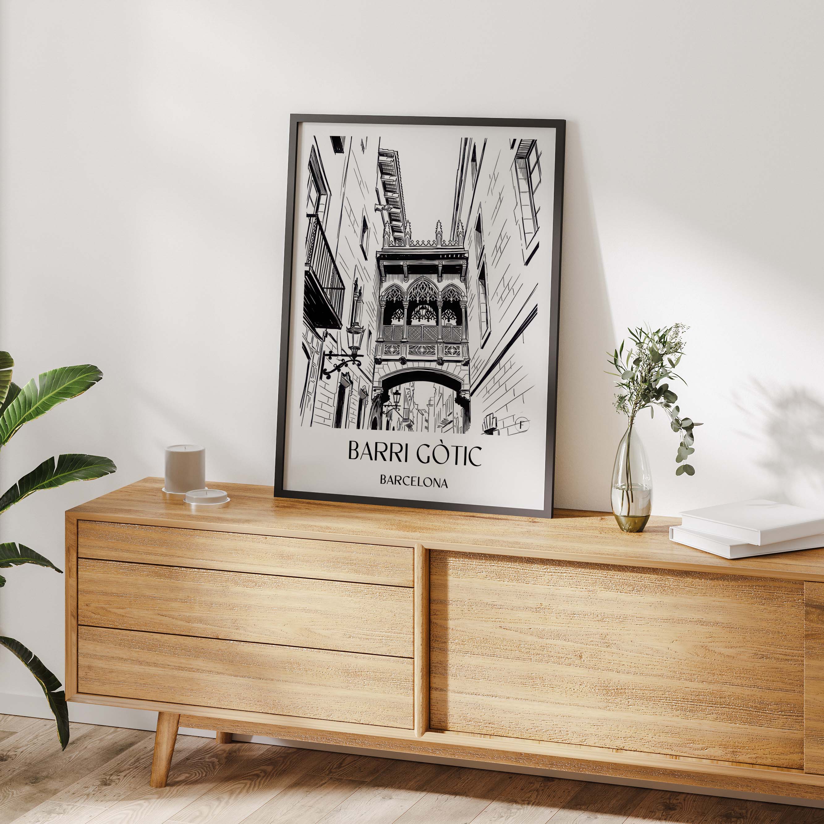 barri-gòtic-barcelona-spanien-poster-skizze