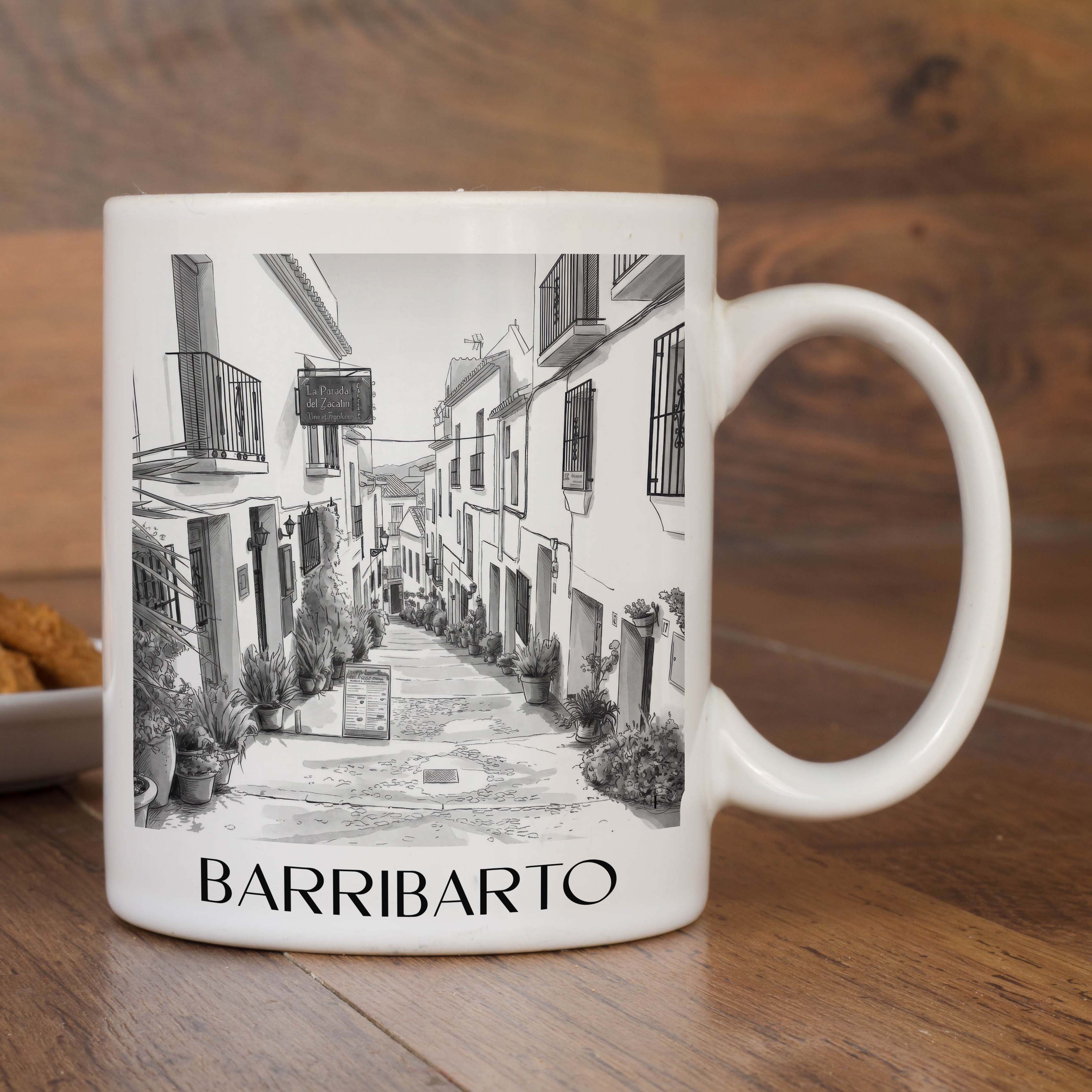 barribarto-frigiliana-spanien-kaffeebecher-aquarell-schwarz-weiss