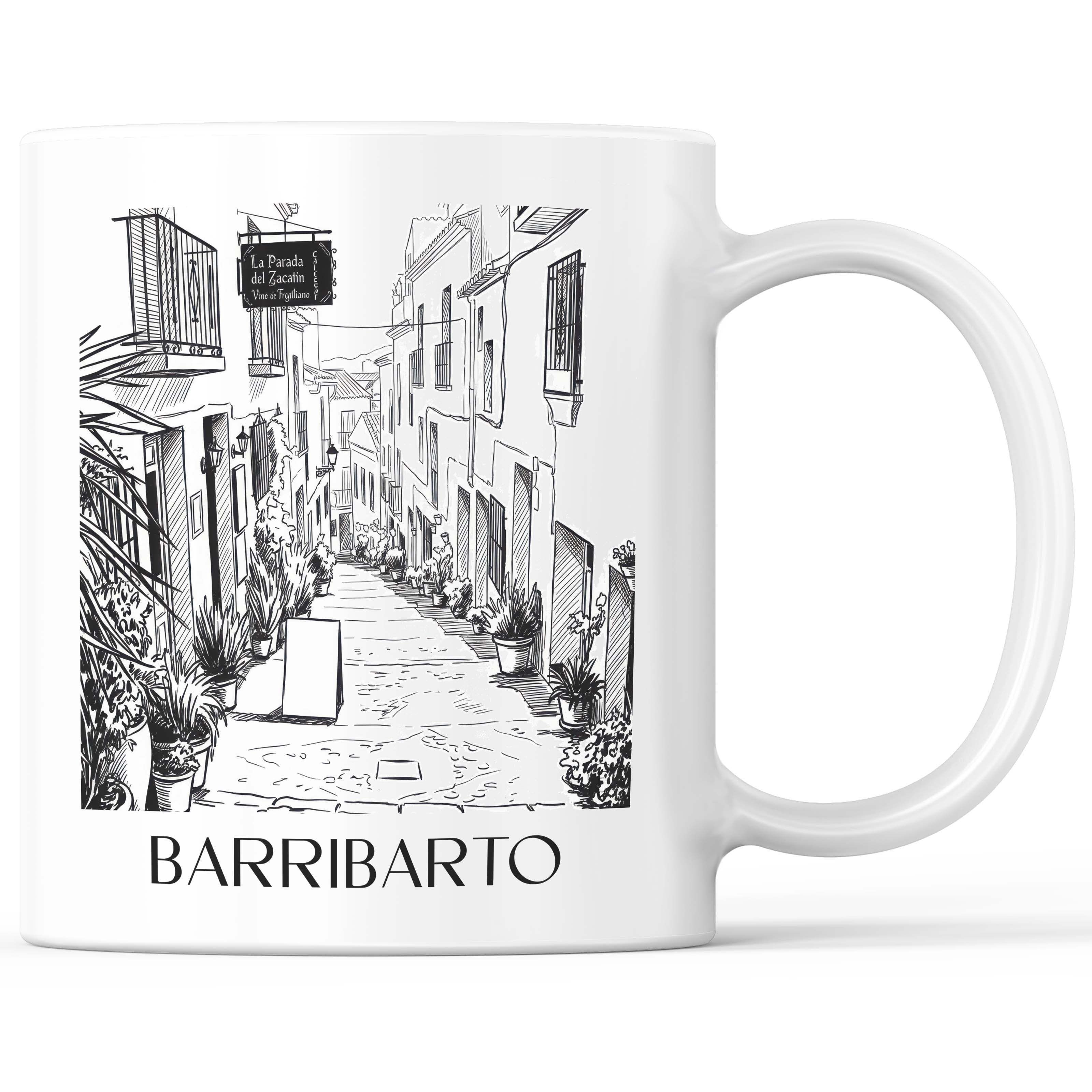 Barribarto Kaffeebecher - Frigiliana - Spanien Becher - Kaffeetasse im Skizze Stil - favplace