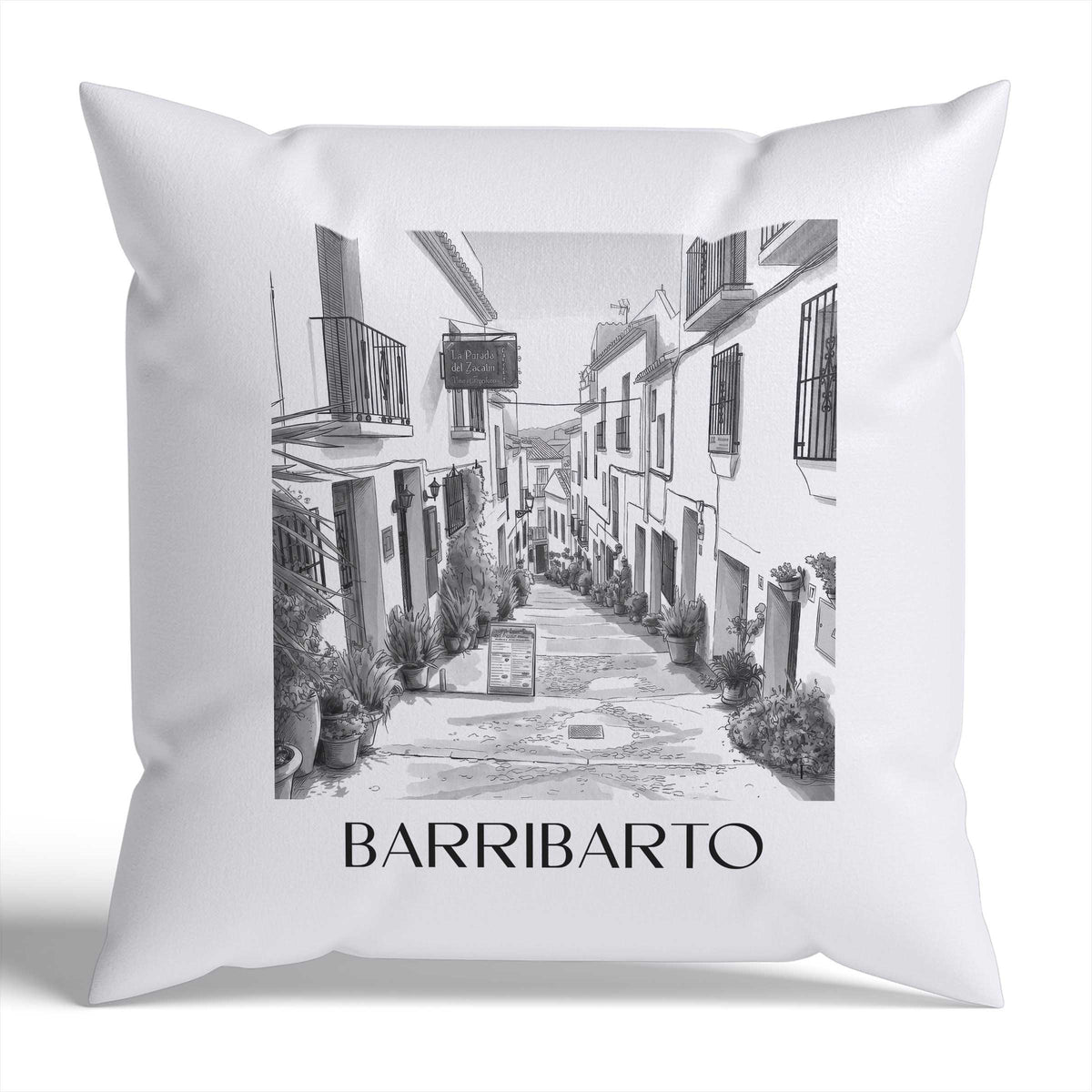 barribarto-frigiliana-spanien-kissenbezug-aquarell-schwarz-weiss