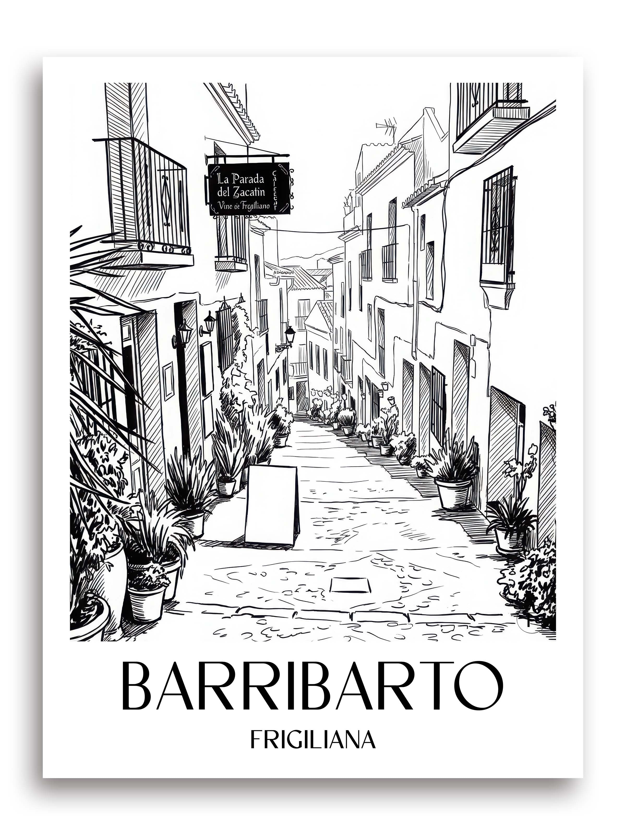 barribarto-frigiliana-spanien-poster-skizze