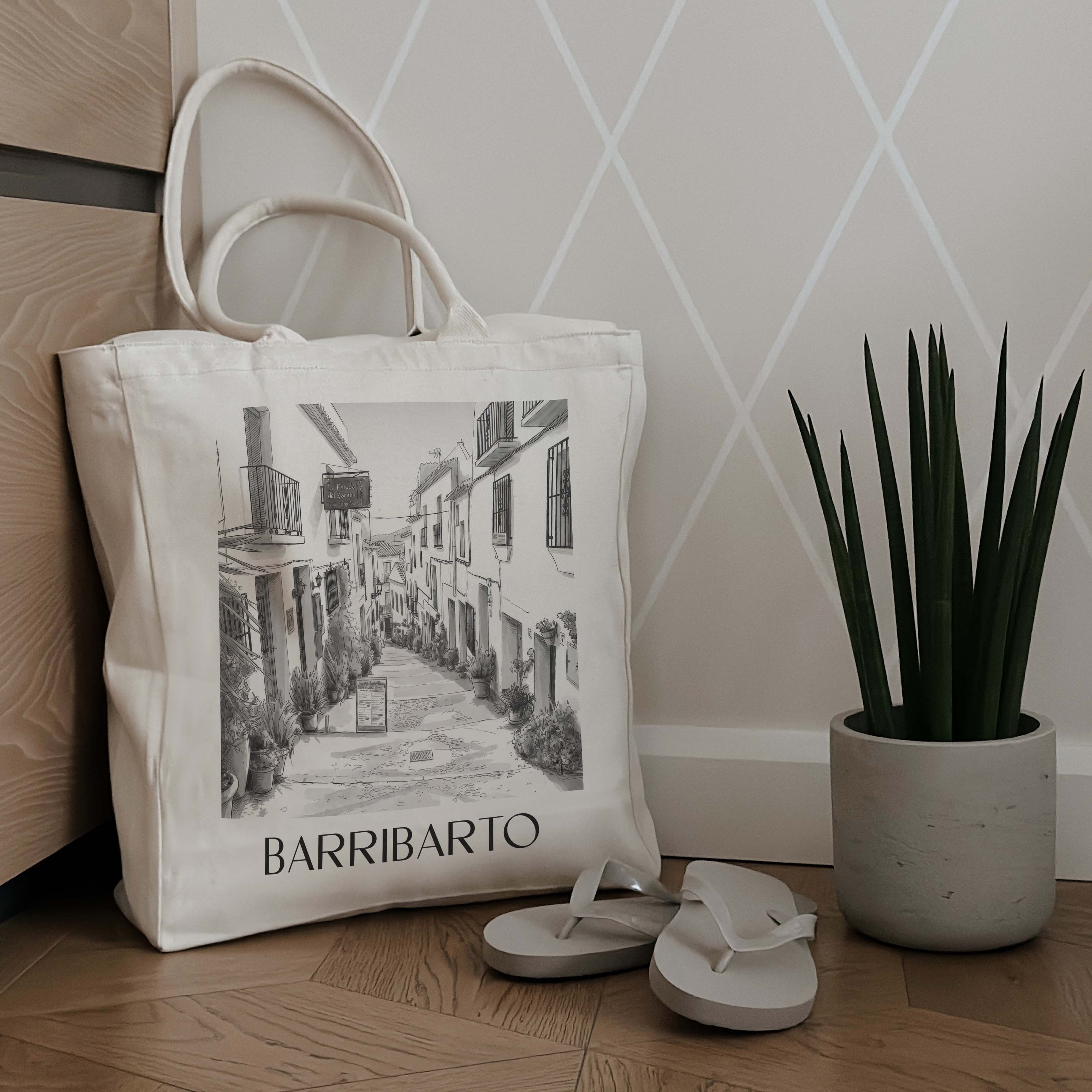 barribarto-frigiliana-spanien-einkaufstasche-aquarell-schwarz-weiss