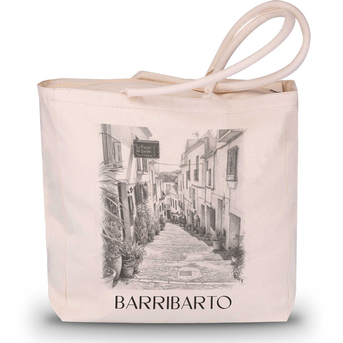 Barribarto Shopping Tasche - Frigiliana - Spanien Tote Bag - Einkaufstasche im Zeichnung Stil - favplace