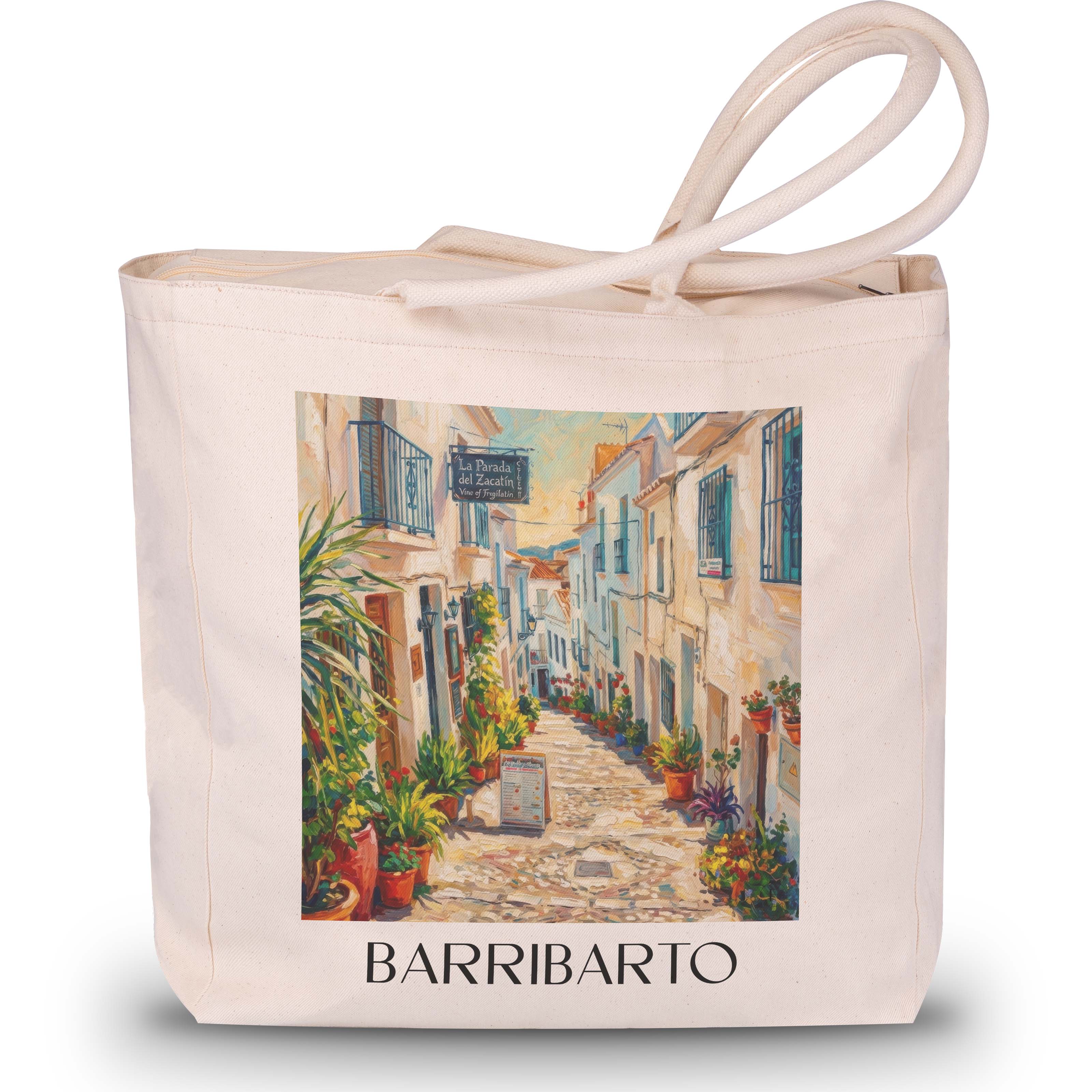 Barribarto Shopping Tasche - Frigiliana - Spanien Tote Bag - Einkaufstasche im Ölgemälde Stil - favplace