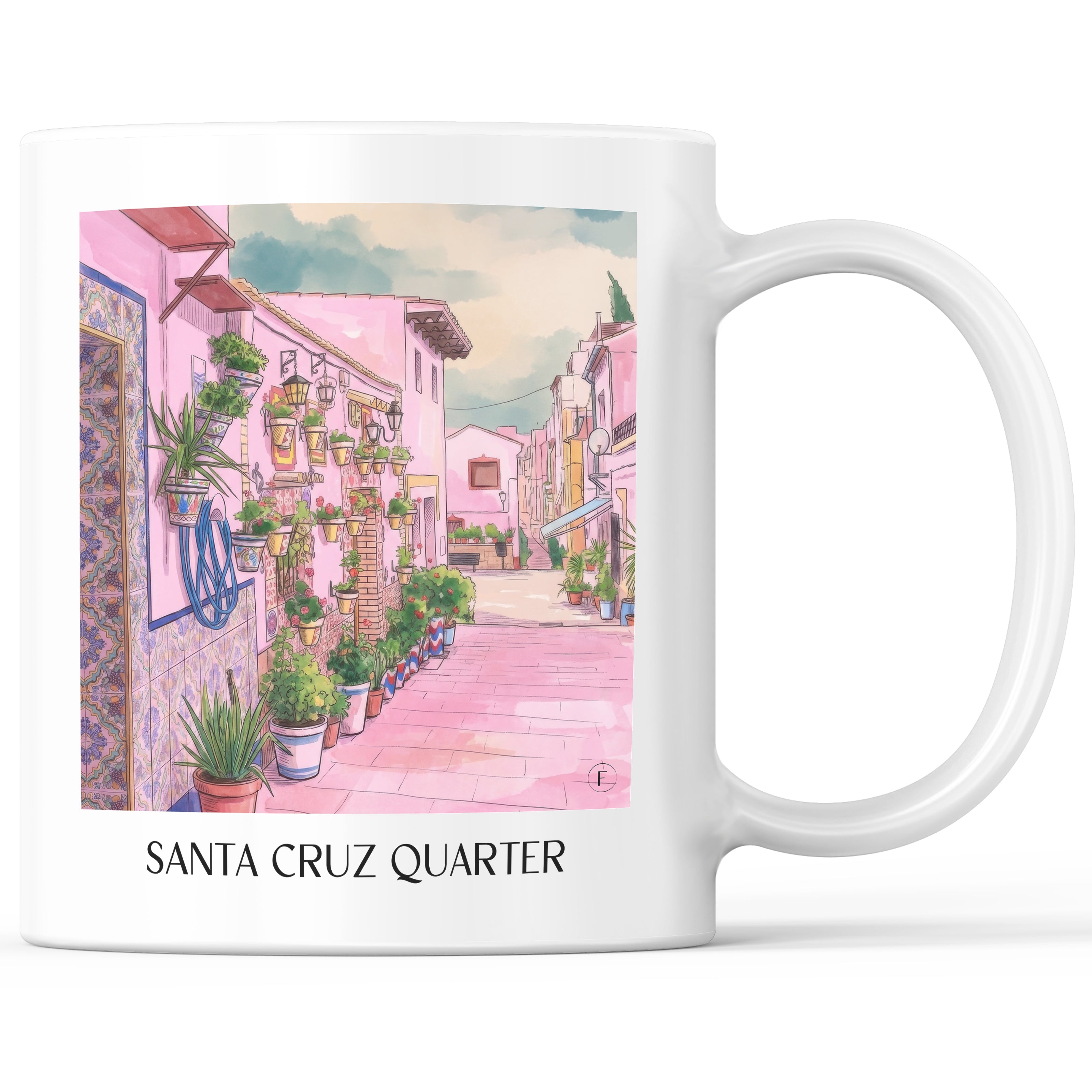 Barrio de Santa Cruz Kaffeebecher - Alicante - Spanien Becher - Kaffeetasse im Aquarell Pink Stil - favplace
