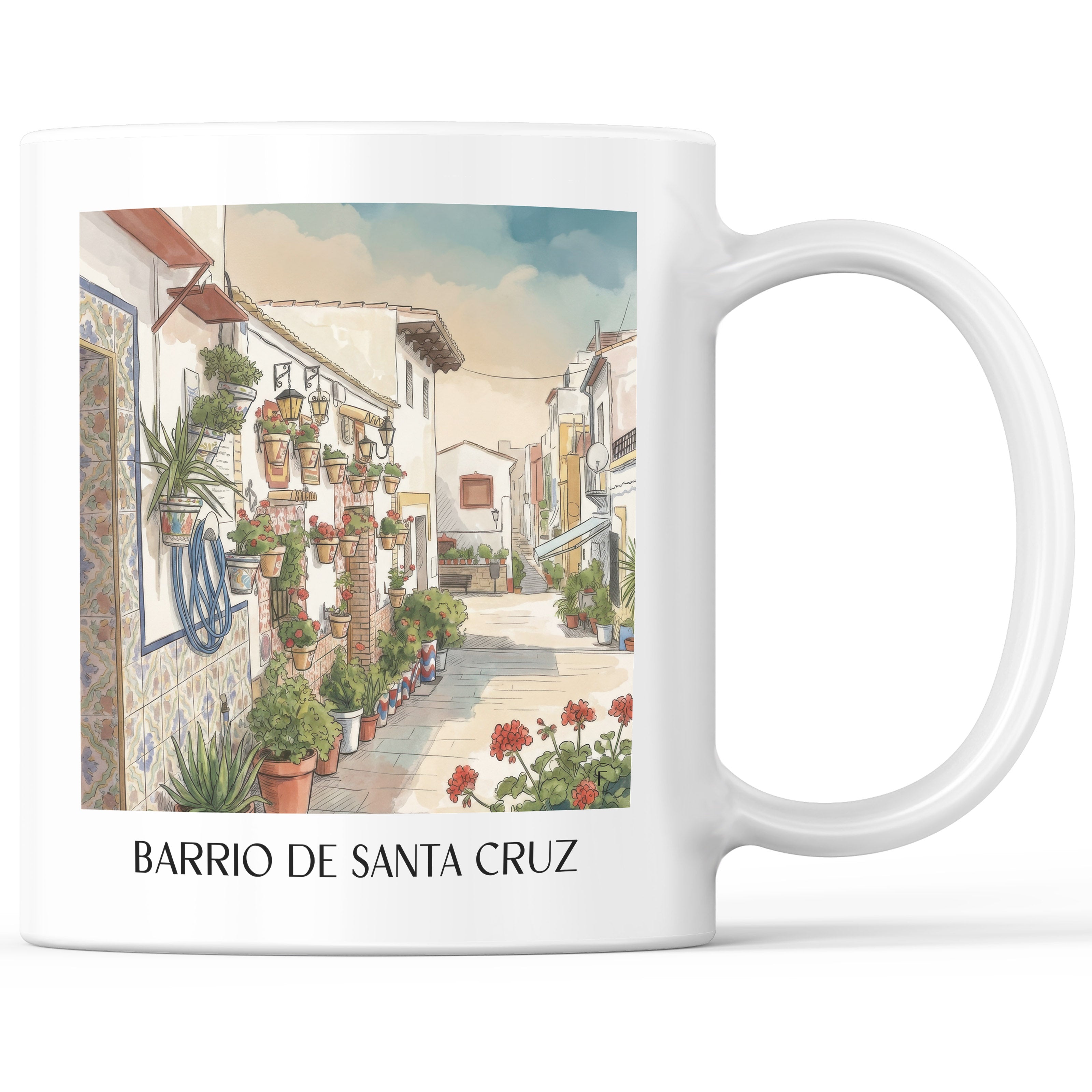 Barrio de Santa Cruz Kaffeebecher - Alicante - Spanien Becher - Kaffeetasse im Aquarell Stil - favplace