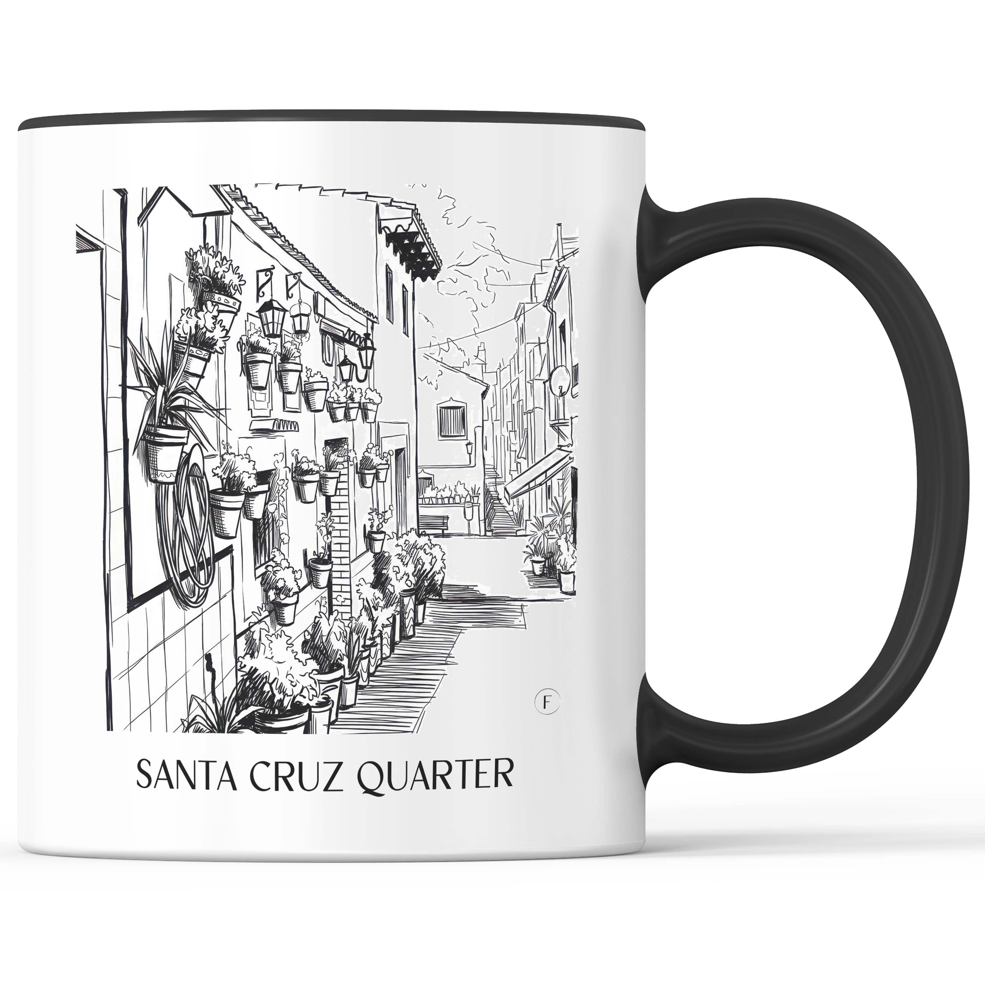 Barrio de Santa Cruz Kaffeebecher - Alicante - Spanien Becher - Kaffeetasse im Skizze Stil - favplace