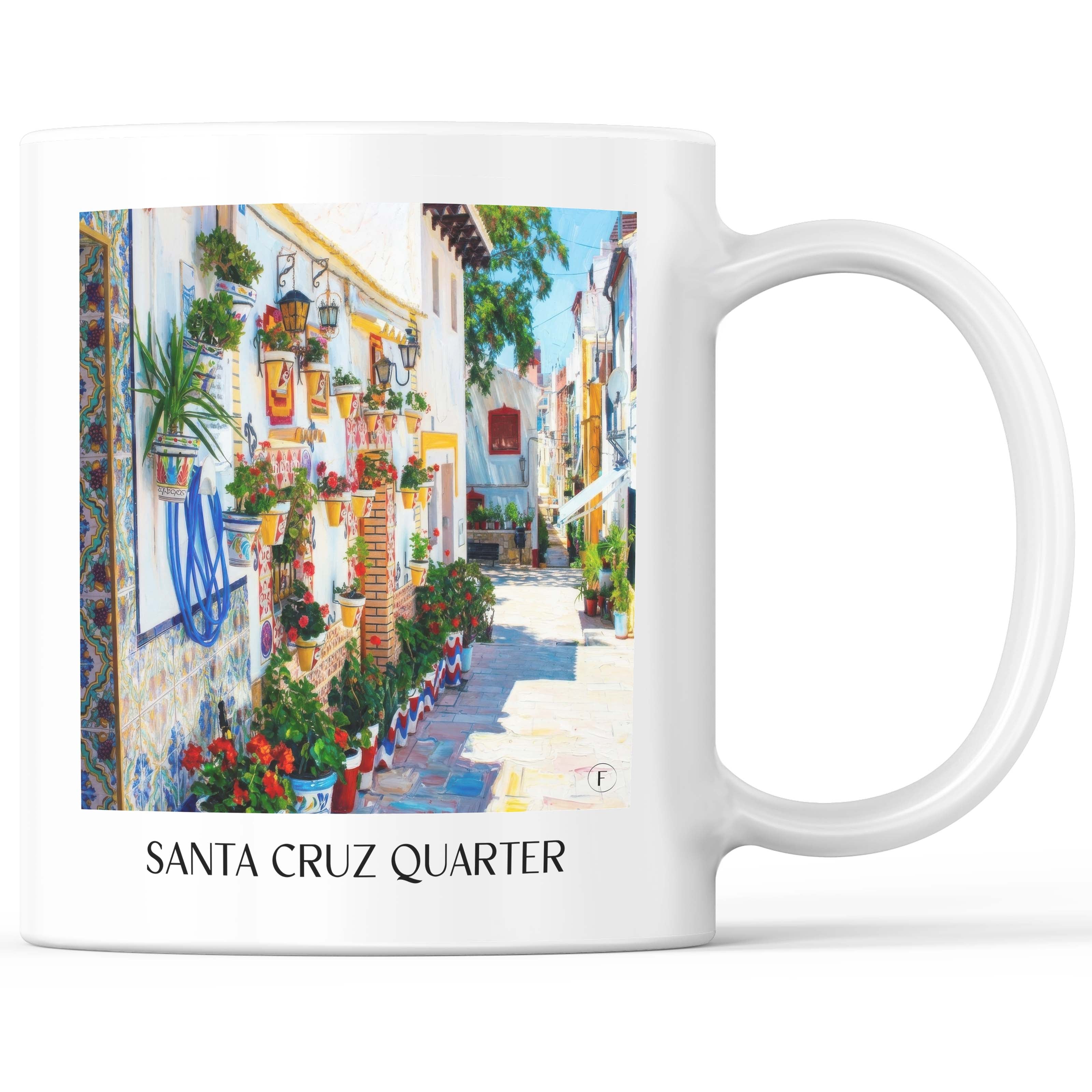 Barrio de Santa Cruz Kaffeebecher - Alicante - Spanien Becher - Kaffeetasse im Ölgemälde Stil - favplace