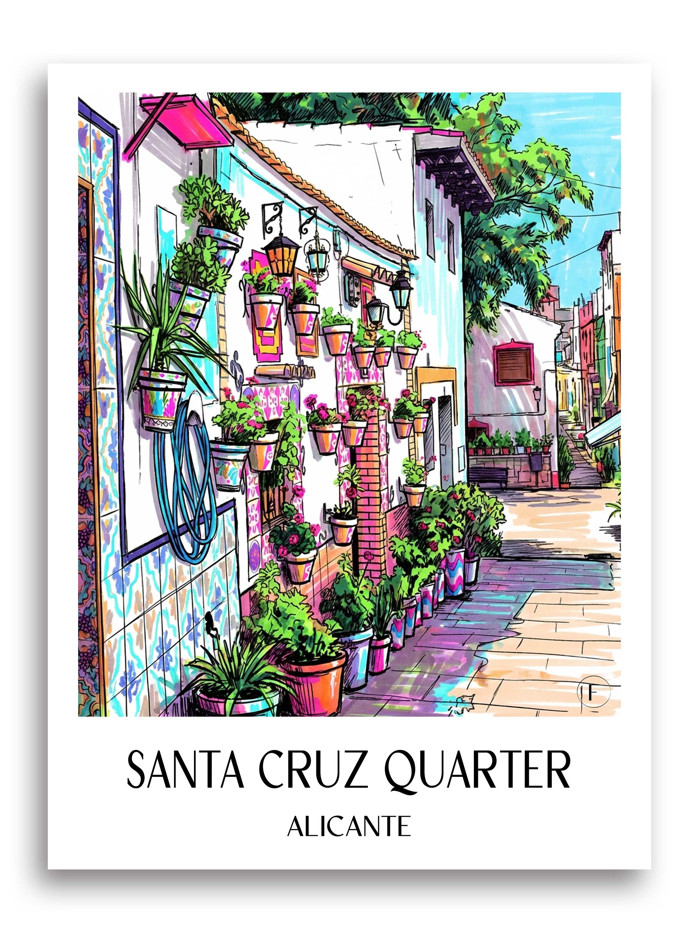 Barrio de Santa Cruz Poster - Alicante - Spanien Kunstdruck - Tag Graffiti von A4 bis A1 - favplace