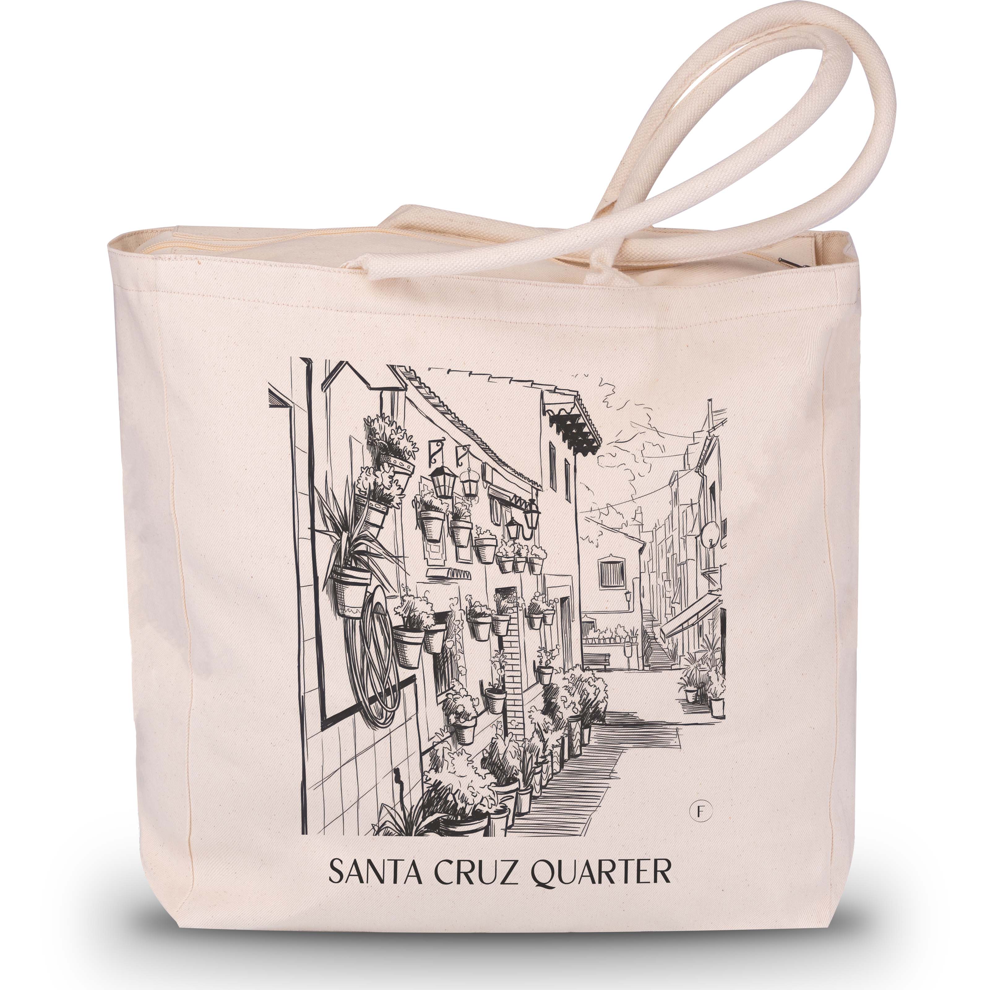 Barrio de Santa Cruz Shopping Tasche - Alicante - Spanien Tote Bag - Einkaufstasche im Skizze Stil - favplace