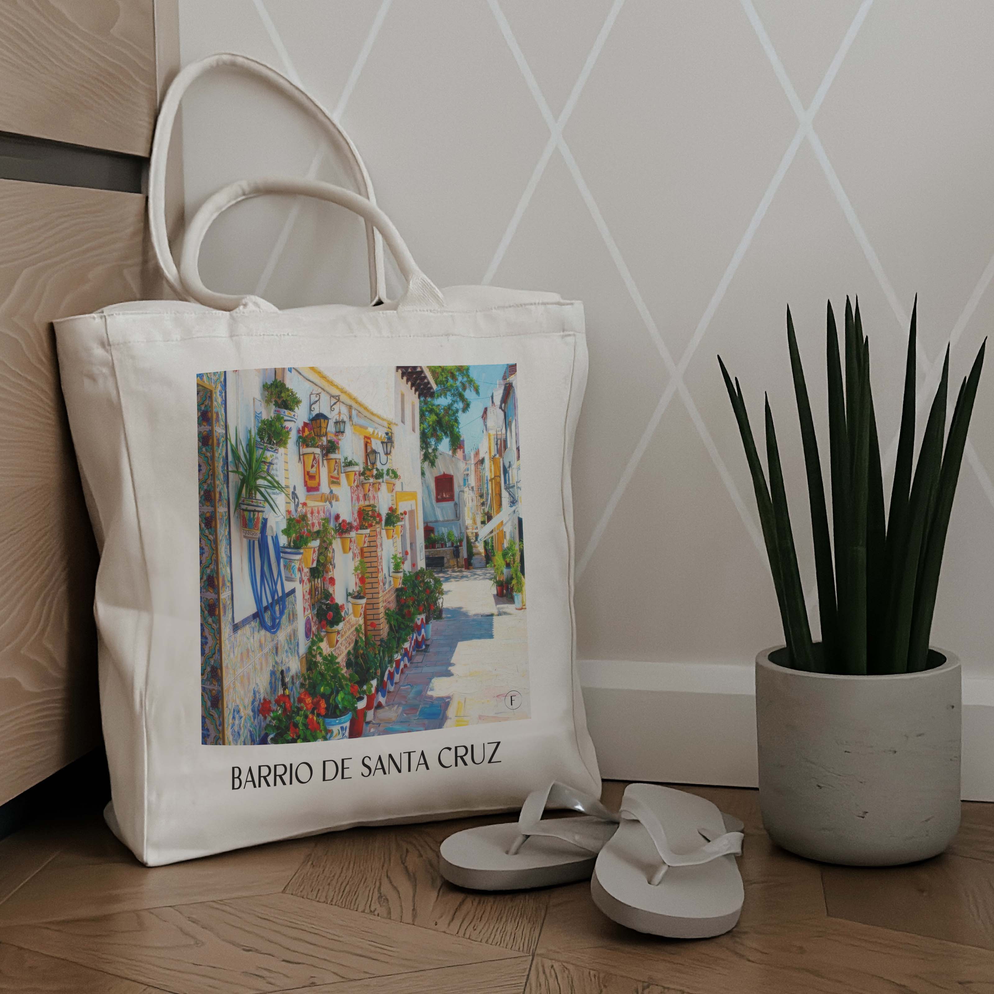 barrio-de-santa-cruz-alicante-spanien-einkaufstasche-oil-painting-oelgemaelde