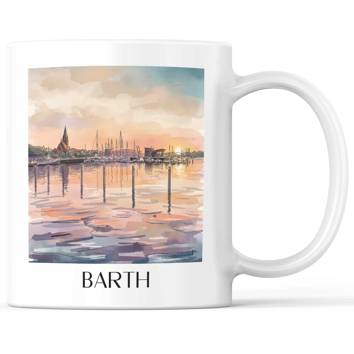 Barth Kaffeebecher - Mecklenburg-Vorpommern - Deutschland Becher - Kaffeetasse im Aquarell Stil - favplace