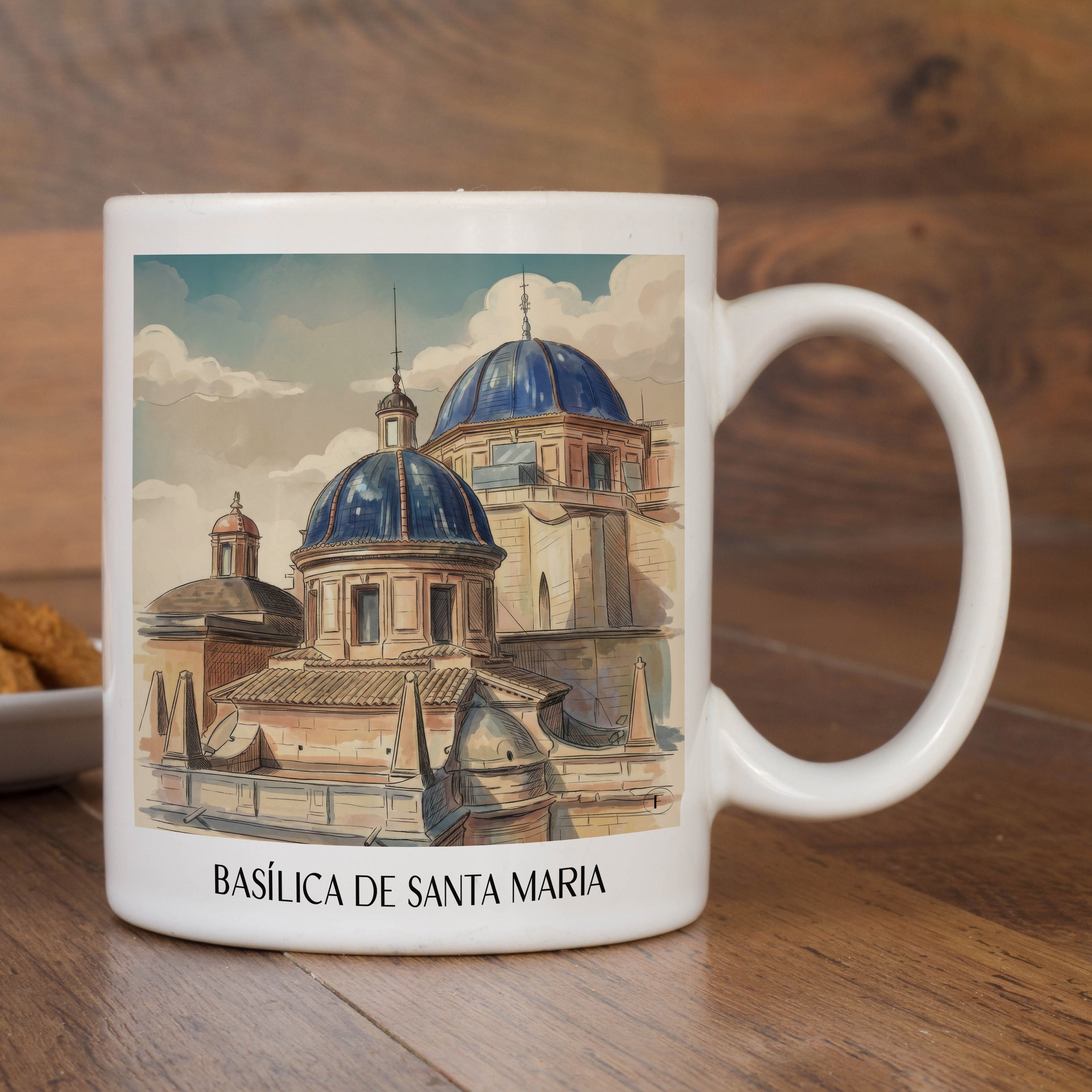 basílica-de-santa-maria-elche-spanien-kaffeebecher-aquarell