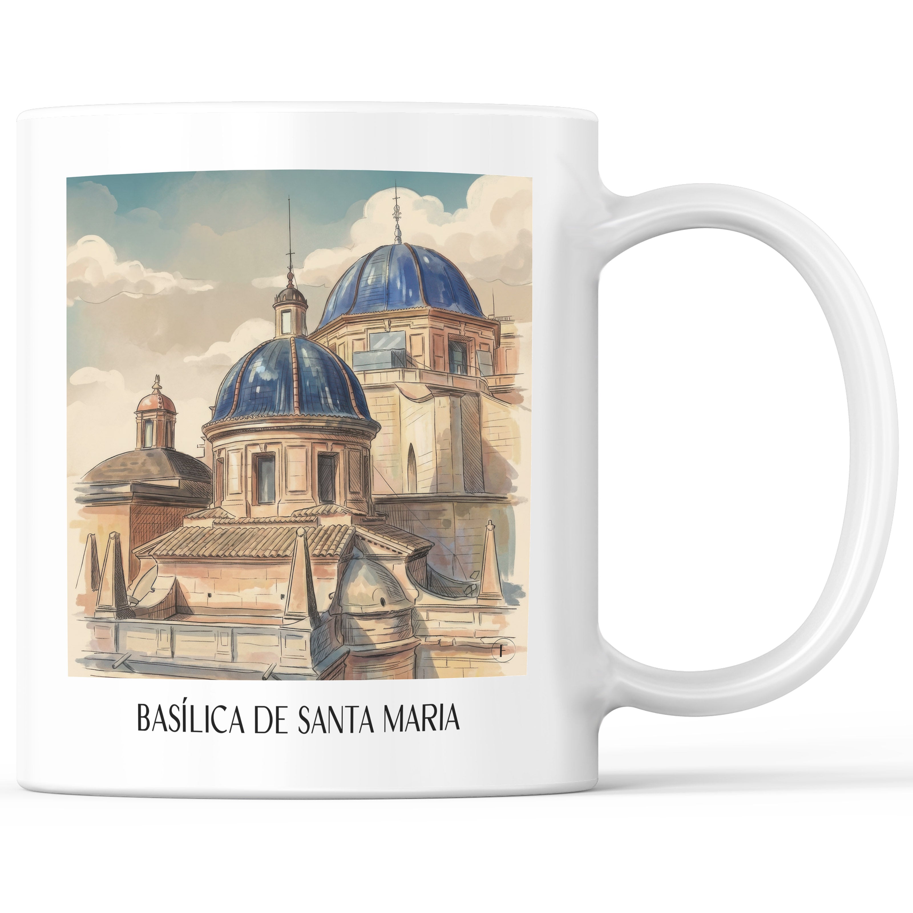 Basílica de Santa Maria Kaffeebecher - Elche - Spanien Becher - Kaffeetasse im Aquarell Stil - favplace