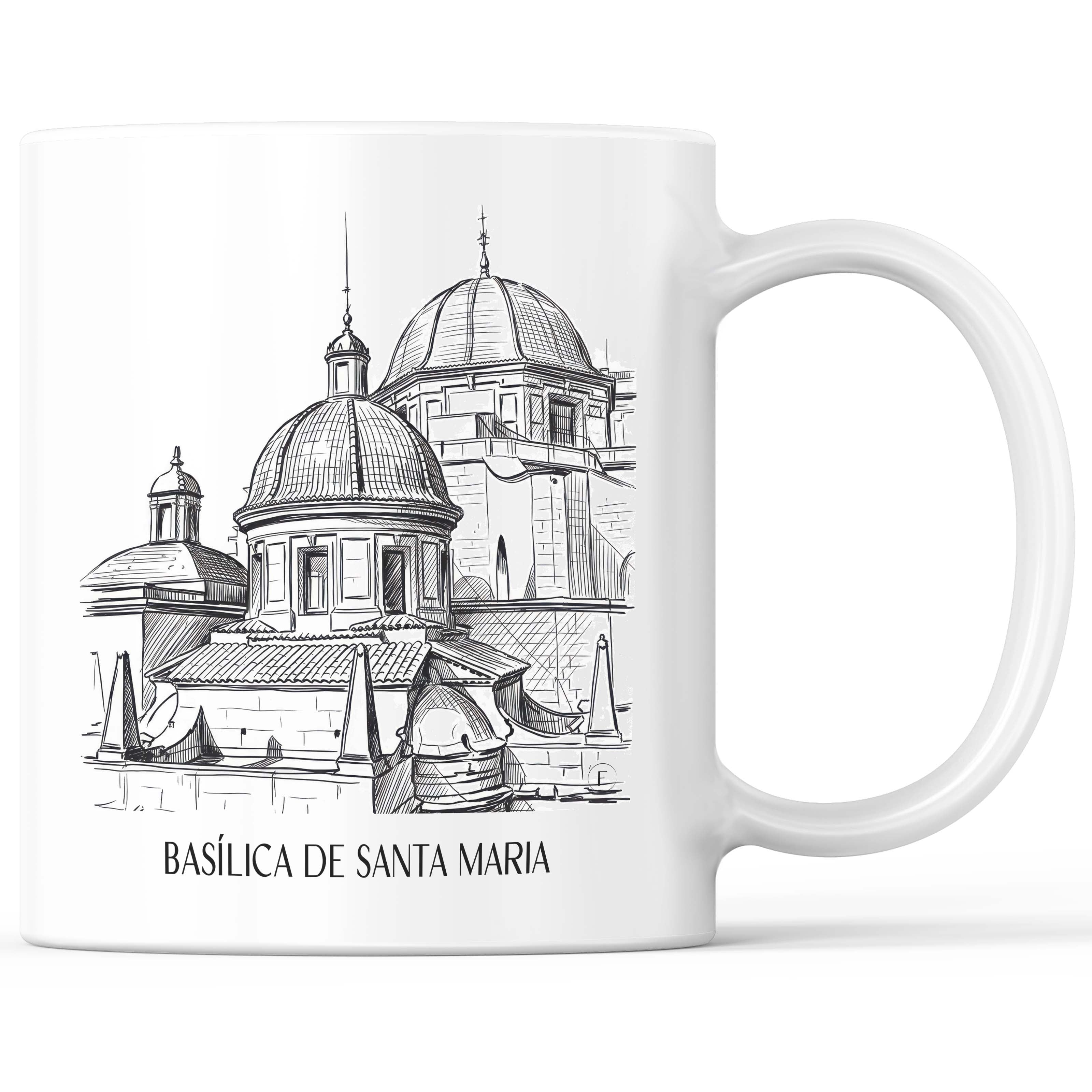 Basílica de Santa Maria Kaffeebecher - Elche - Spanien Becher - Kaffeetasse im Skizze Stil - favplace