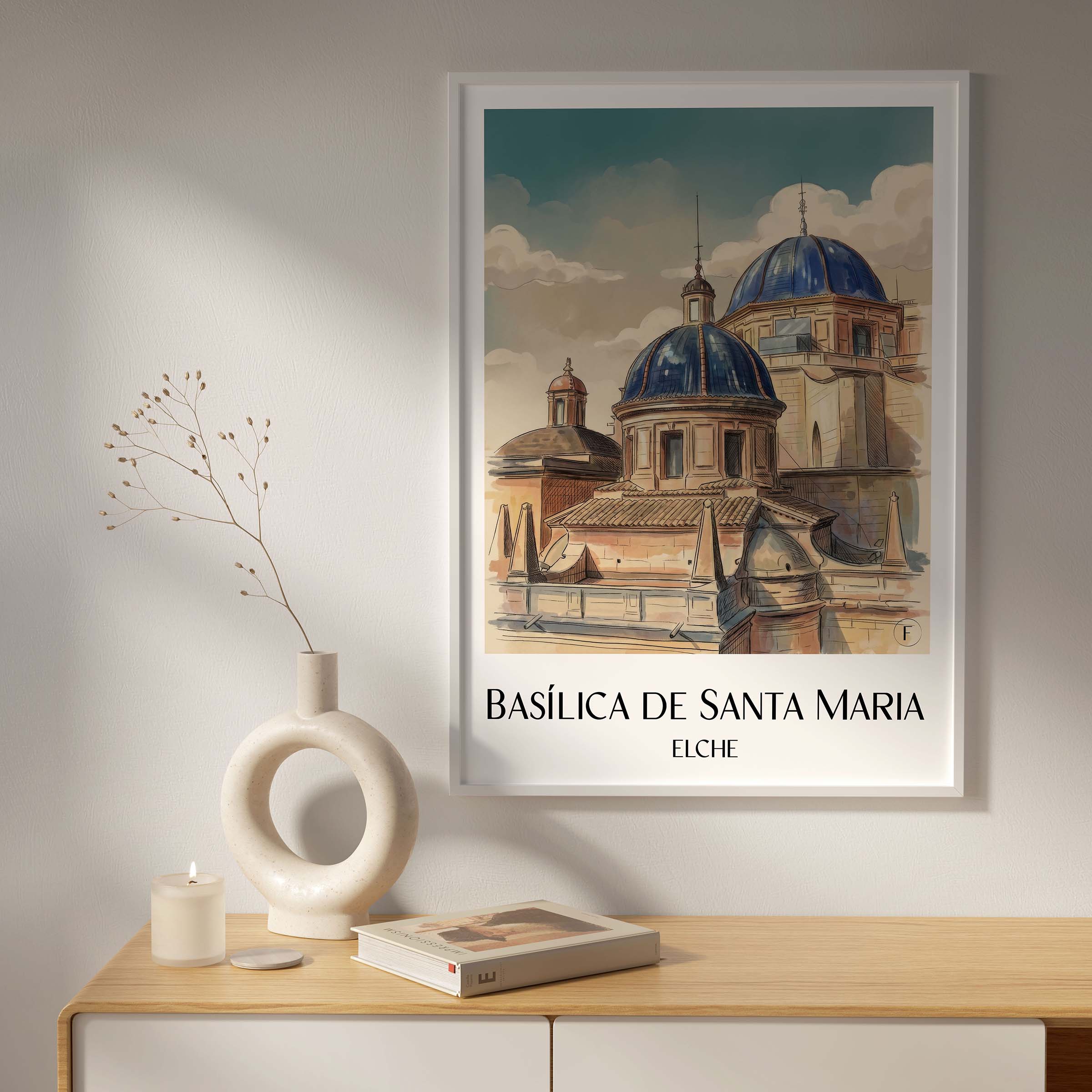basílica-de-santa-maria-elche-spanien-poster-aquarell