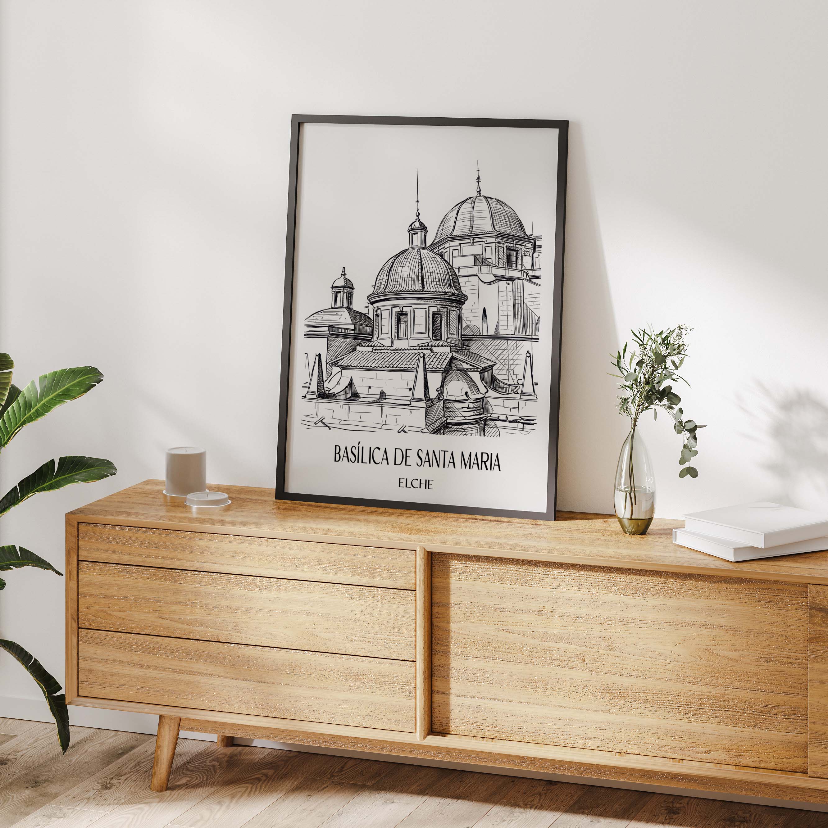 basílica-de-santa-maria-elche-spanien-poster-skizze