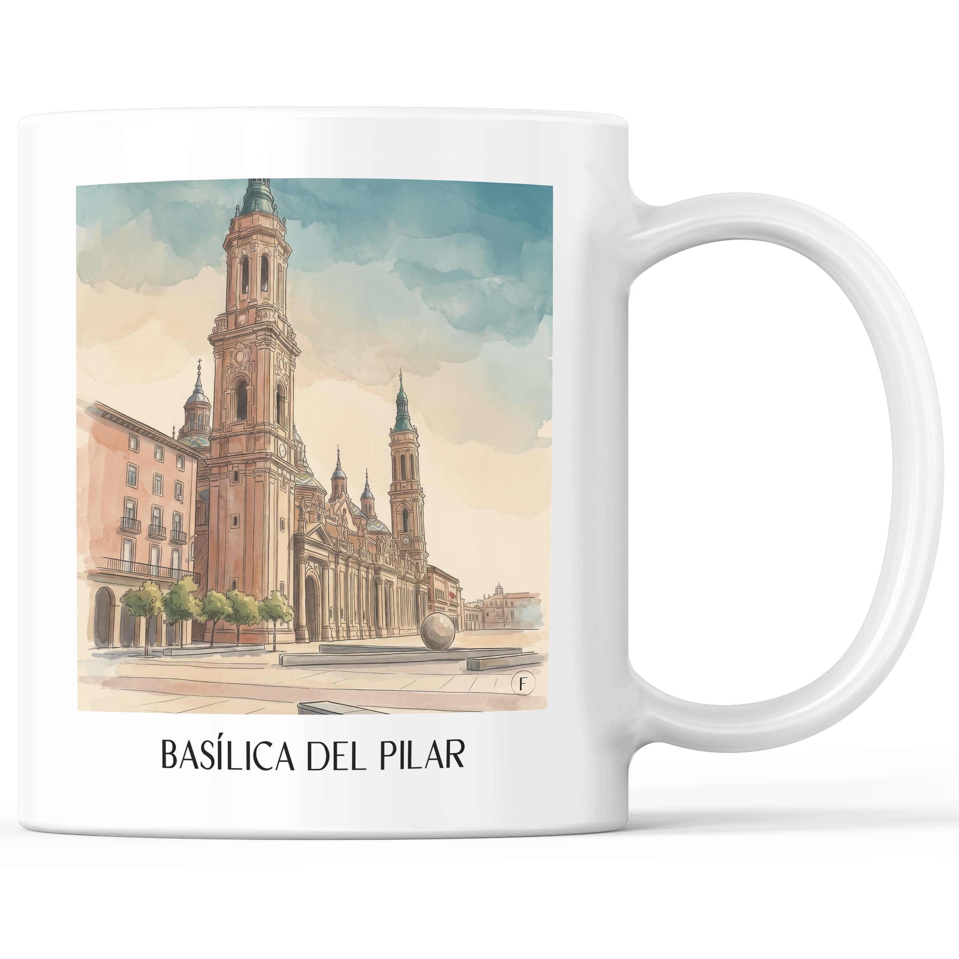 Basílica del Pilar Kaffeebecher - Zaragoza - Spanien Becher - Kaffeetasse im Aquarell Stil - favplace