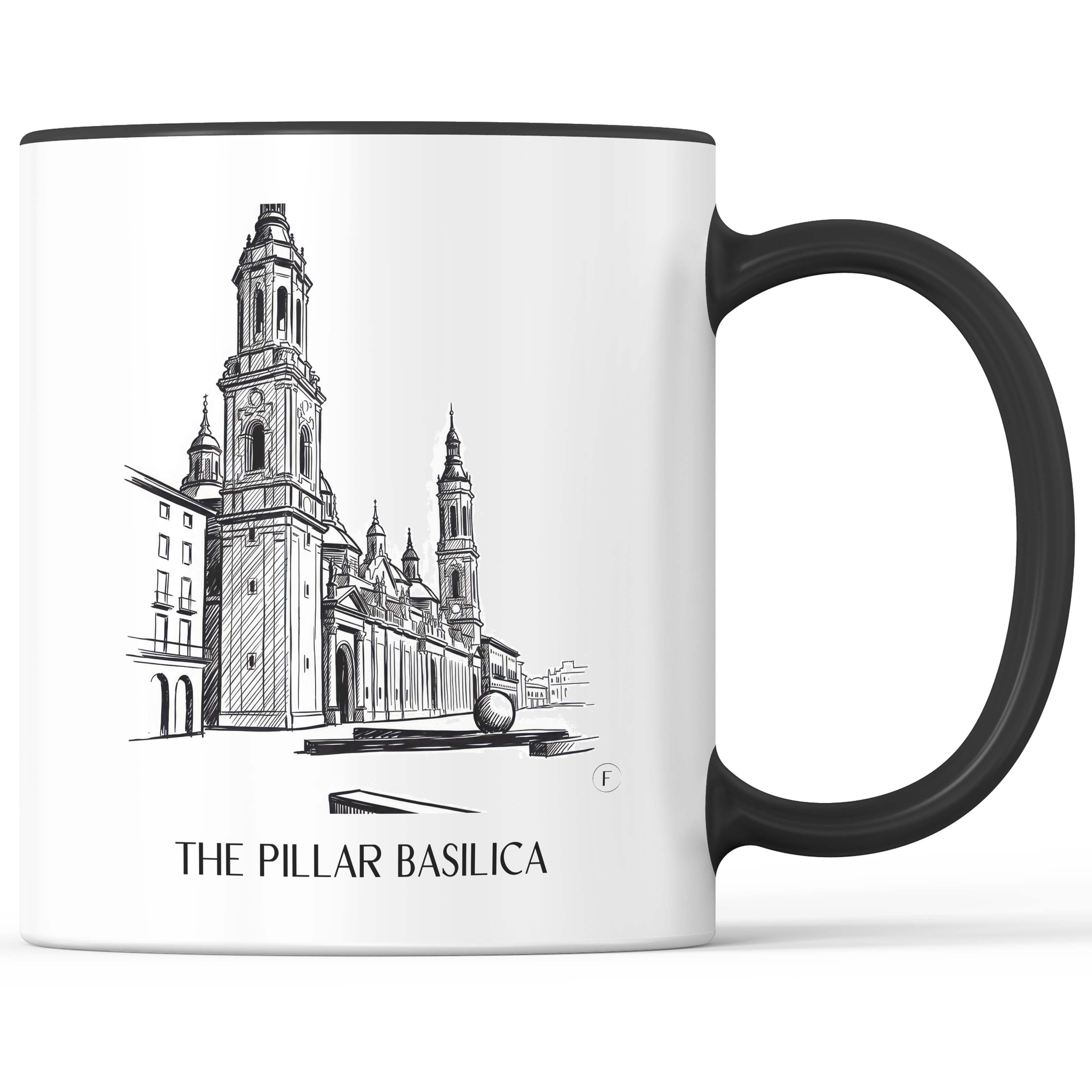Basílica del Pilar Kaffeebecher - Zaragoza - Spanien Becher - Kaffeetasse im Skizze Stil - favplace
