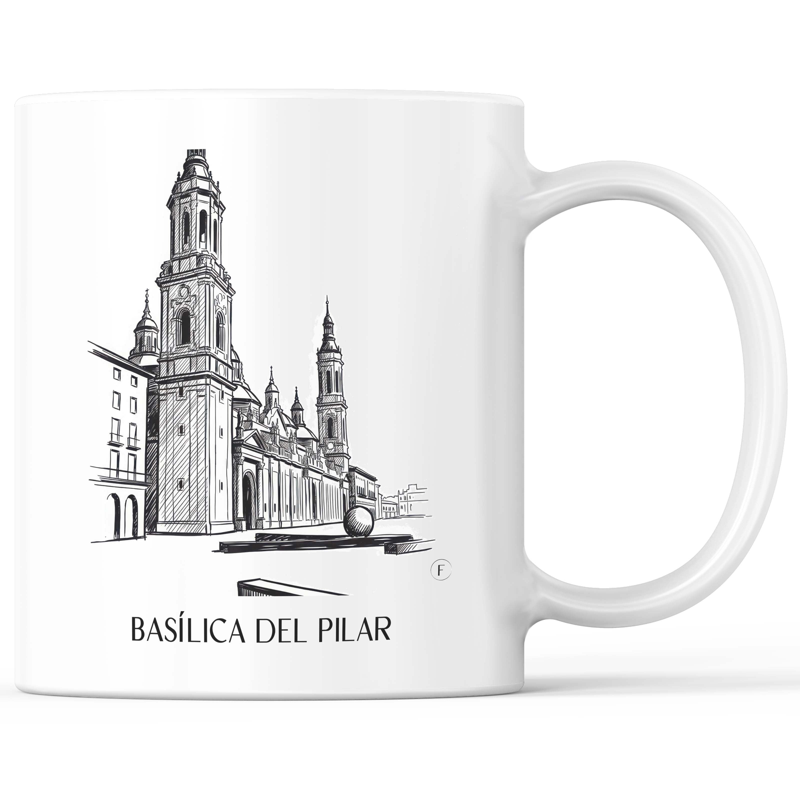 Basílica del Pilar Kaffeebecher - Zaragoza - Spanien Becher - Kaffeetasse im Skizze Stil - favplace