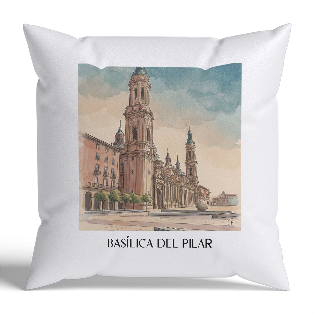 basílica-del-pilar-zaragoza-spanien-kissenbezug-aquarell
