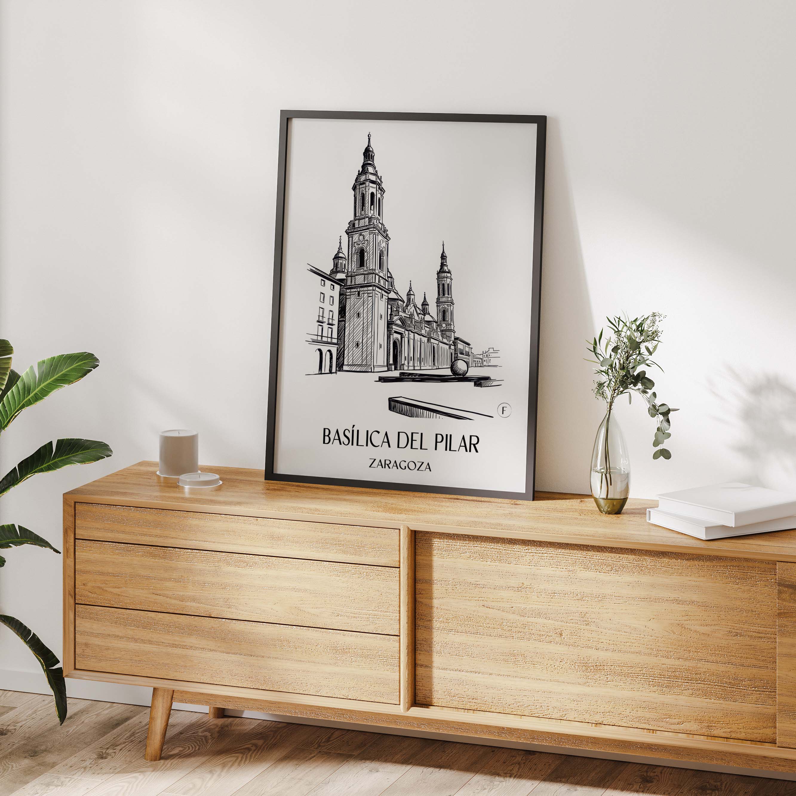 basílica-del-pilar-zaragoza-spanien-poster-skizze