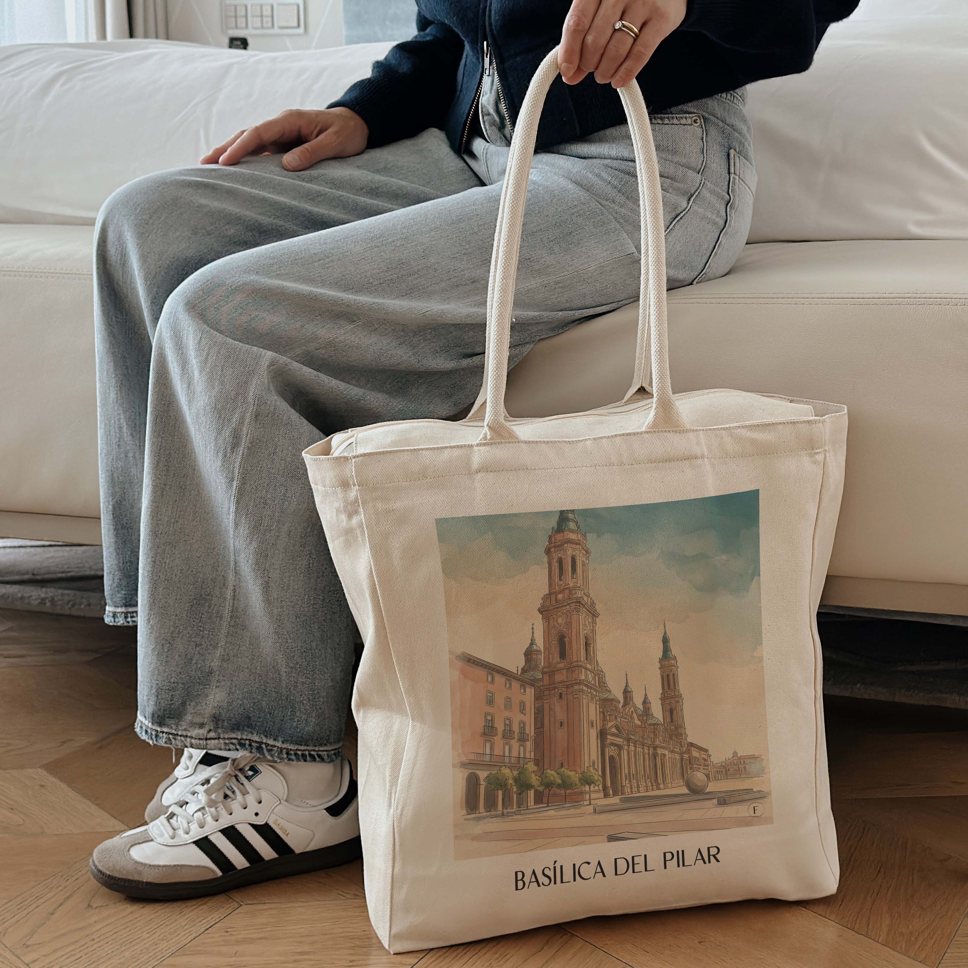 basílica-del-pilar-zaragoza-spanien-einkaufstasche-aquarell
