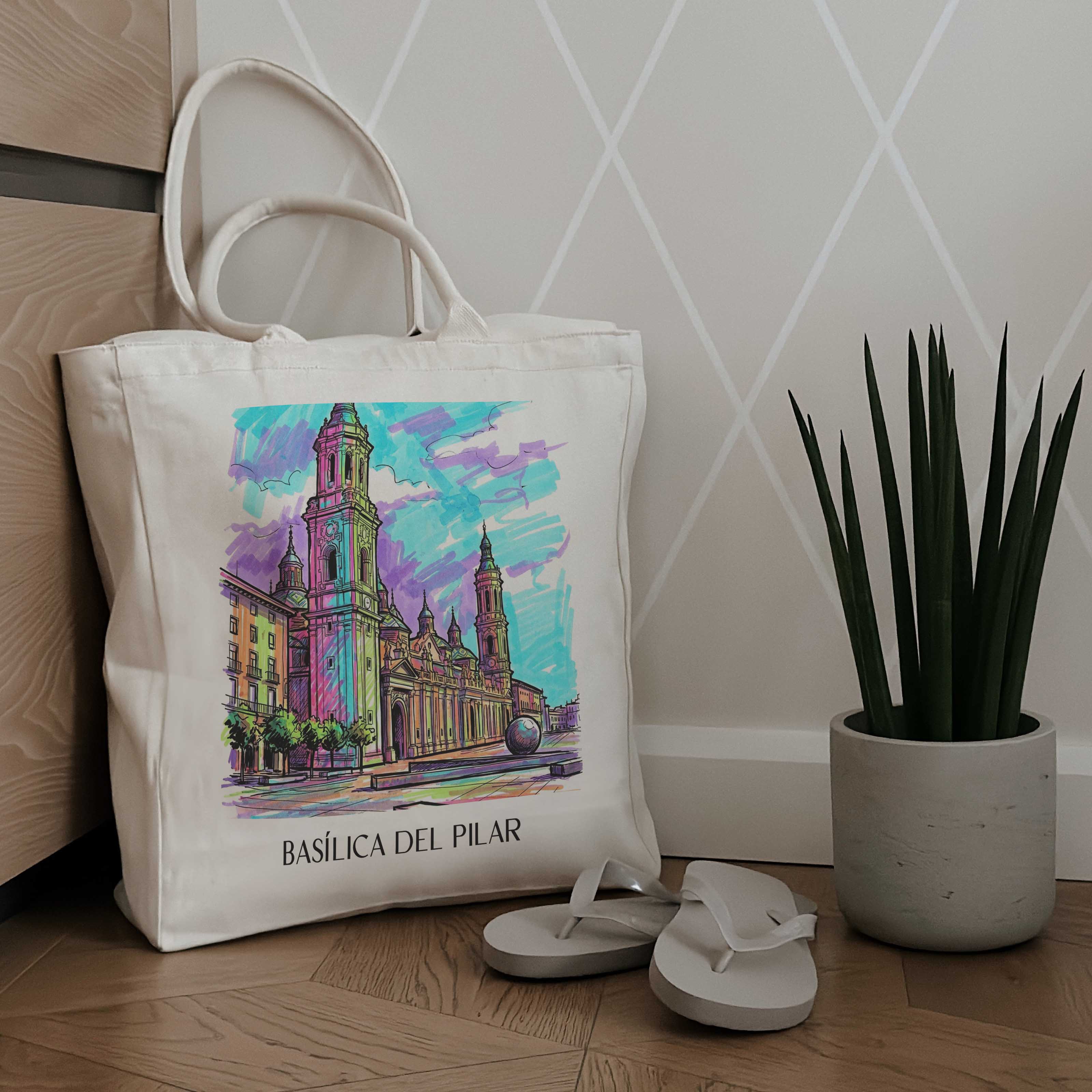 basílica-del-pilar-zaragoza-spanien-einkaufstasche-graffiti