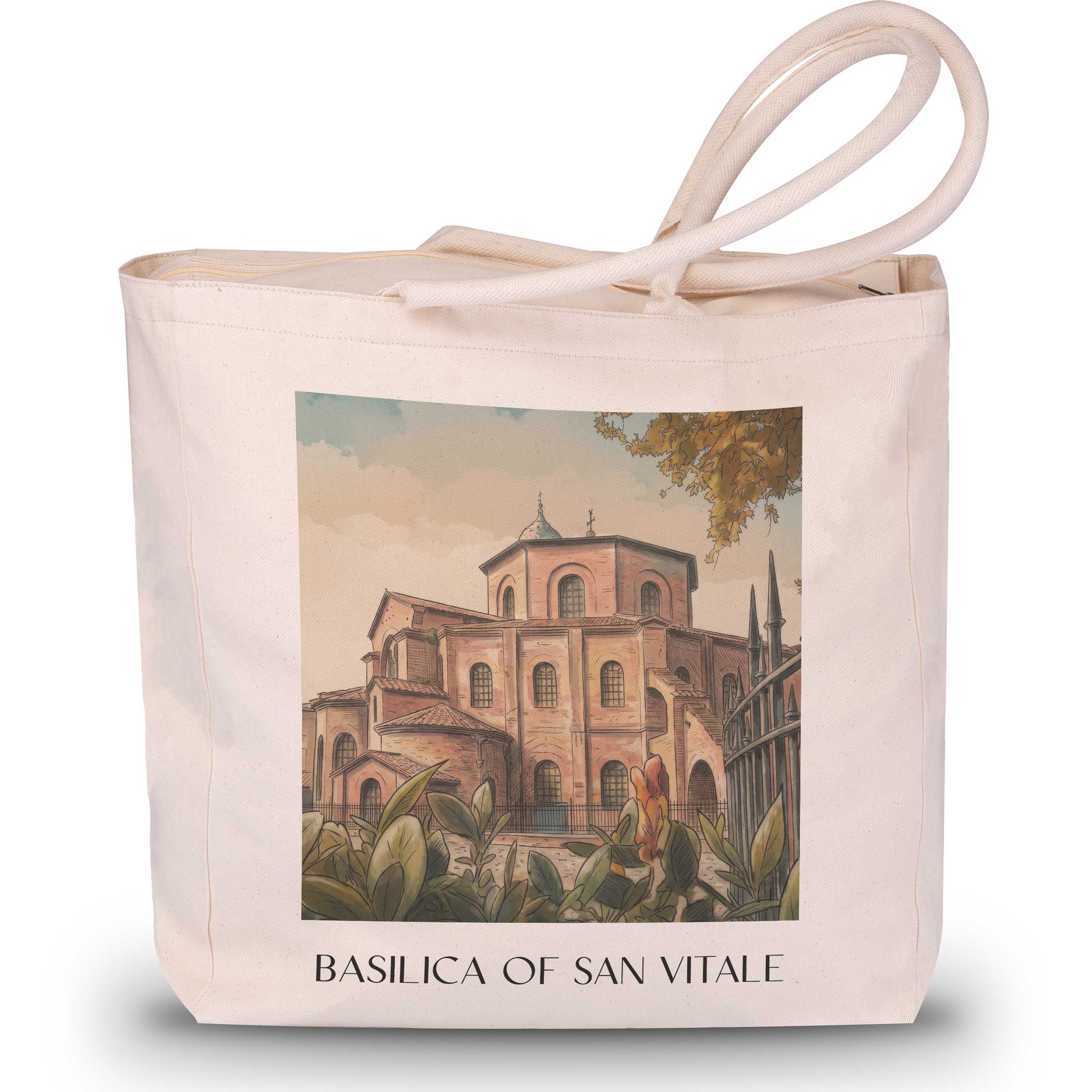 Basilica di San Vitale Shopping Tasche - Ravenna - Italien Tote Bag - Einkaufstasche im Aquarell Stil - favplace