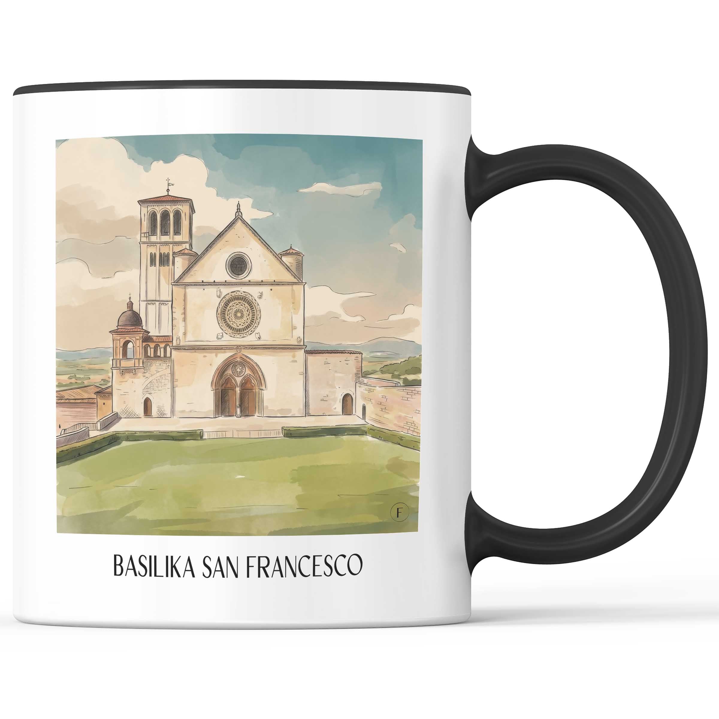 basilika-san-francesco-assisi-italien-kaffeebecher-aquarell