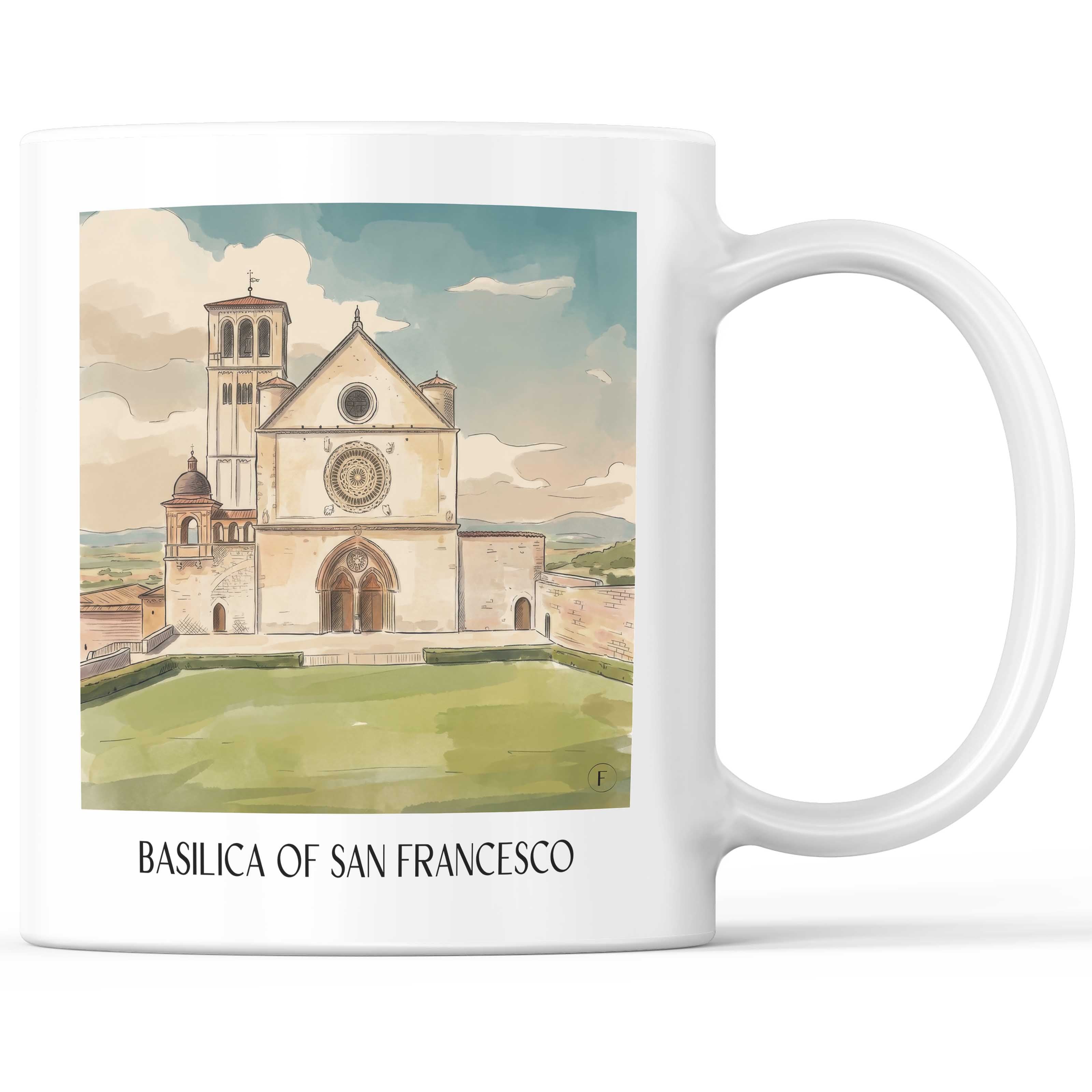 Basilika San Francesco Kaffeebecher - Assisi - Italien Becher - Kaffeetasse im Aquarell Stil - favplace