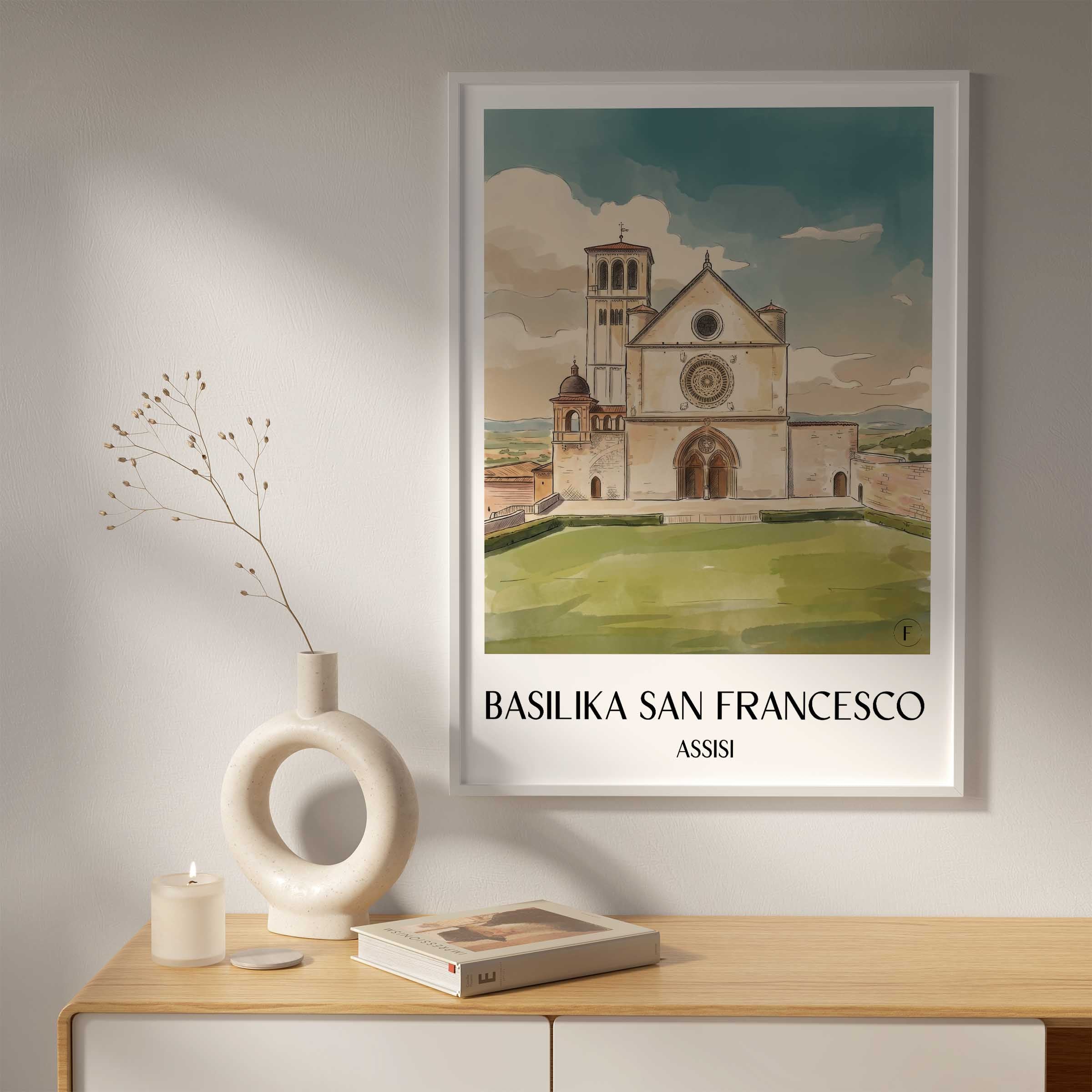 basilika-san-francesco-assisi-italien-poster-aquarell