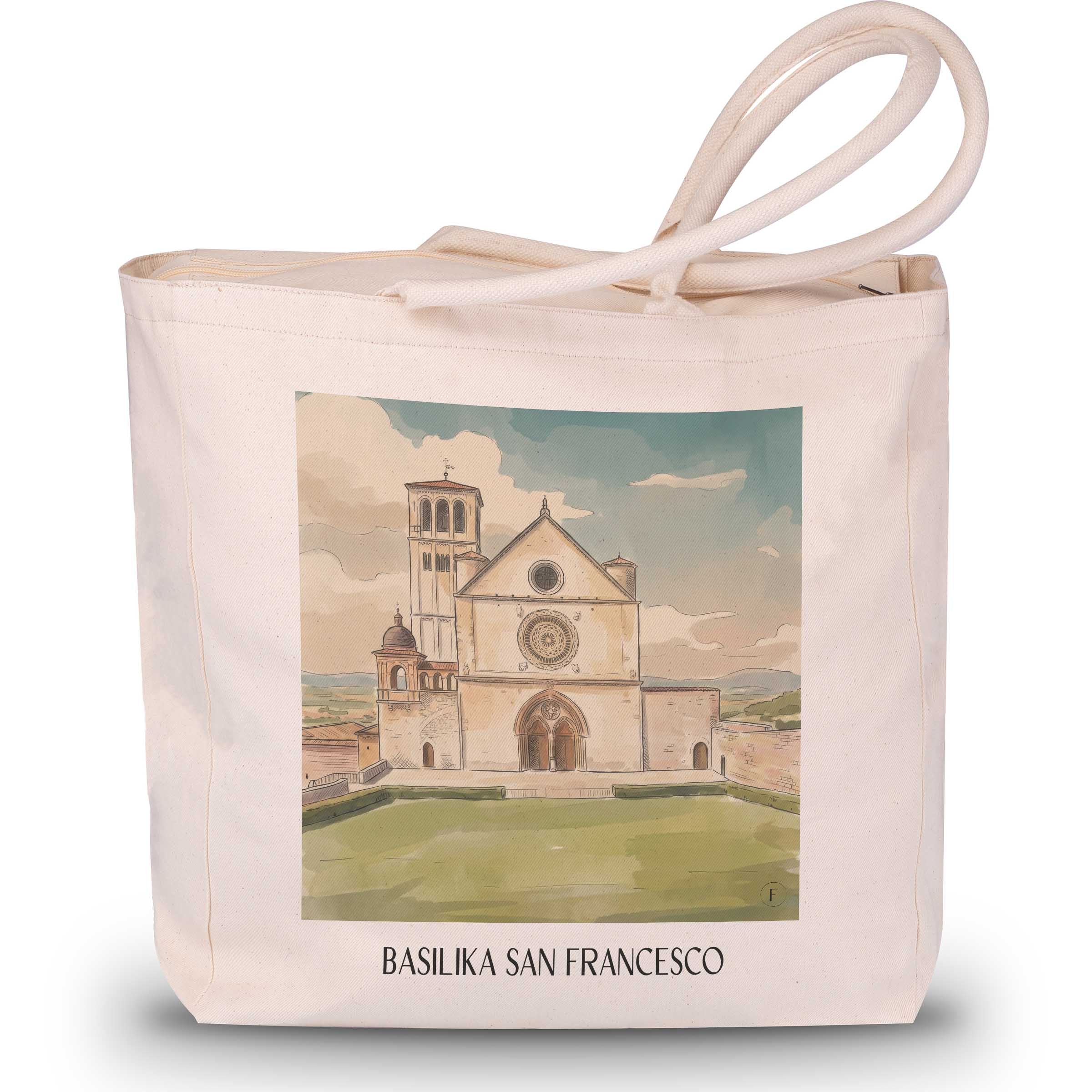 basilika-san-francesco-assisi-italien-einkaufstasche-aquarell