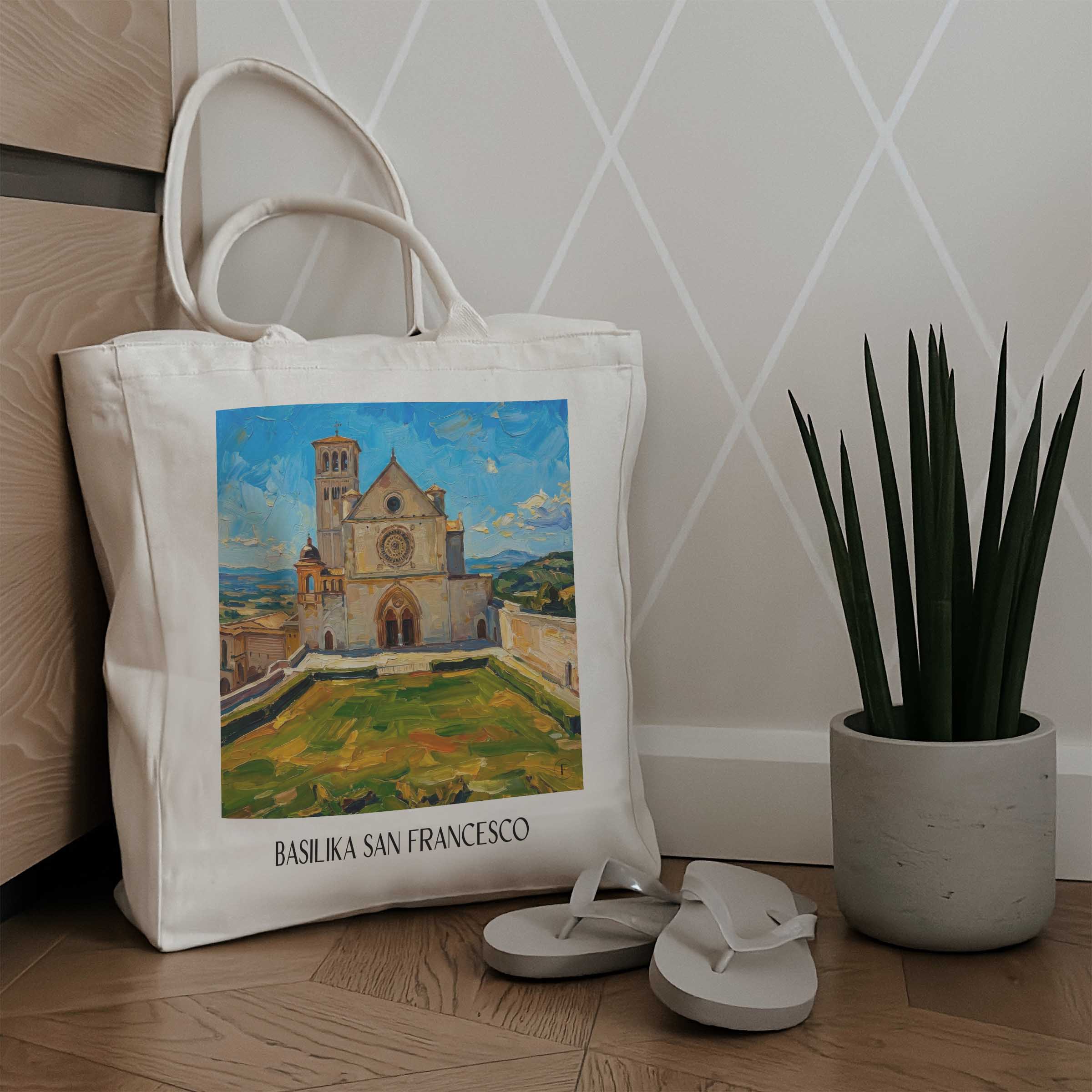 basilika-san-francesco-assisi-italien-einkaufstasche-oil-painting-oelgemaelde
