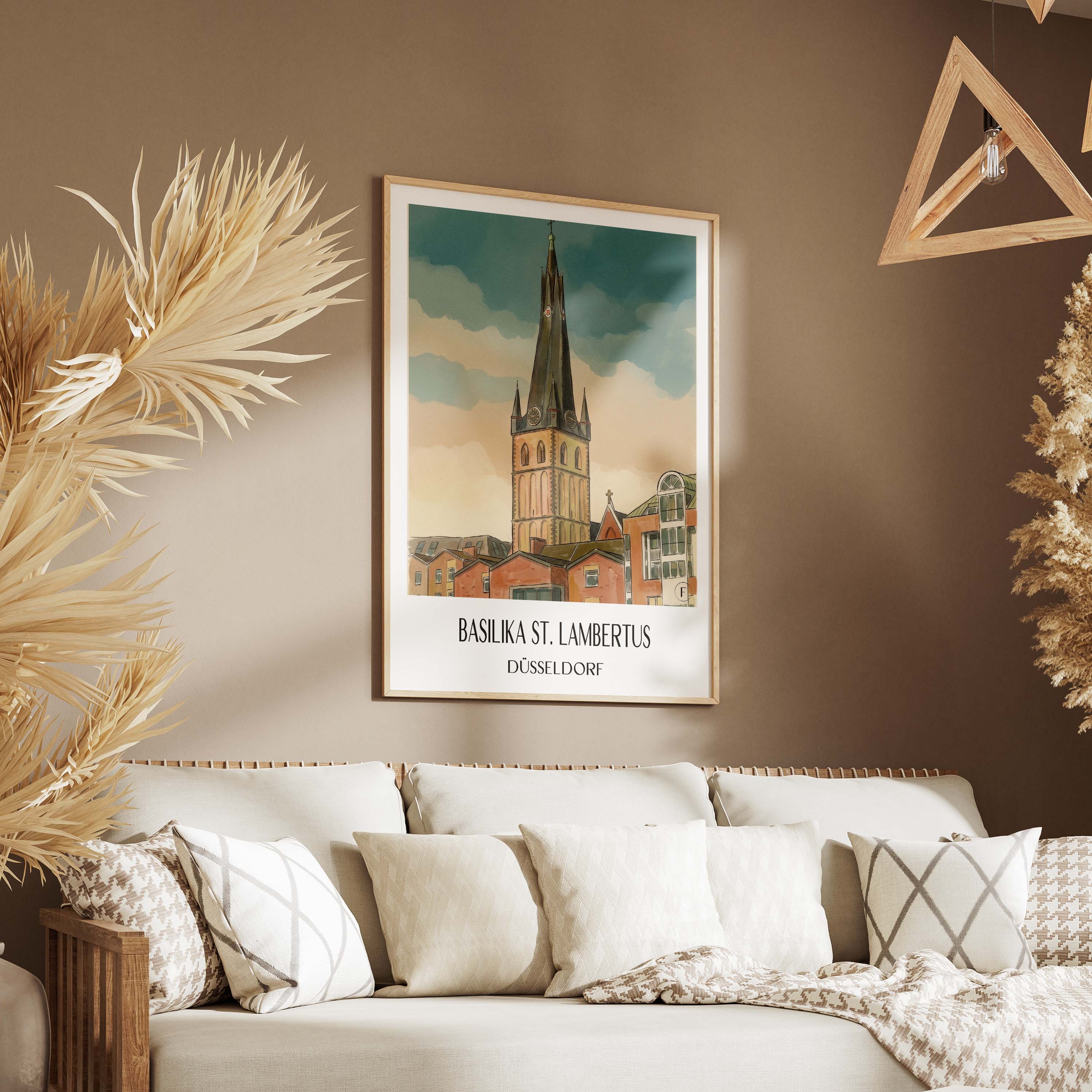 basilika-st.-lambertus-düsseldorf-deutschland-poster-aquarell
