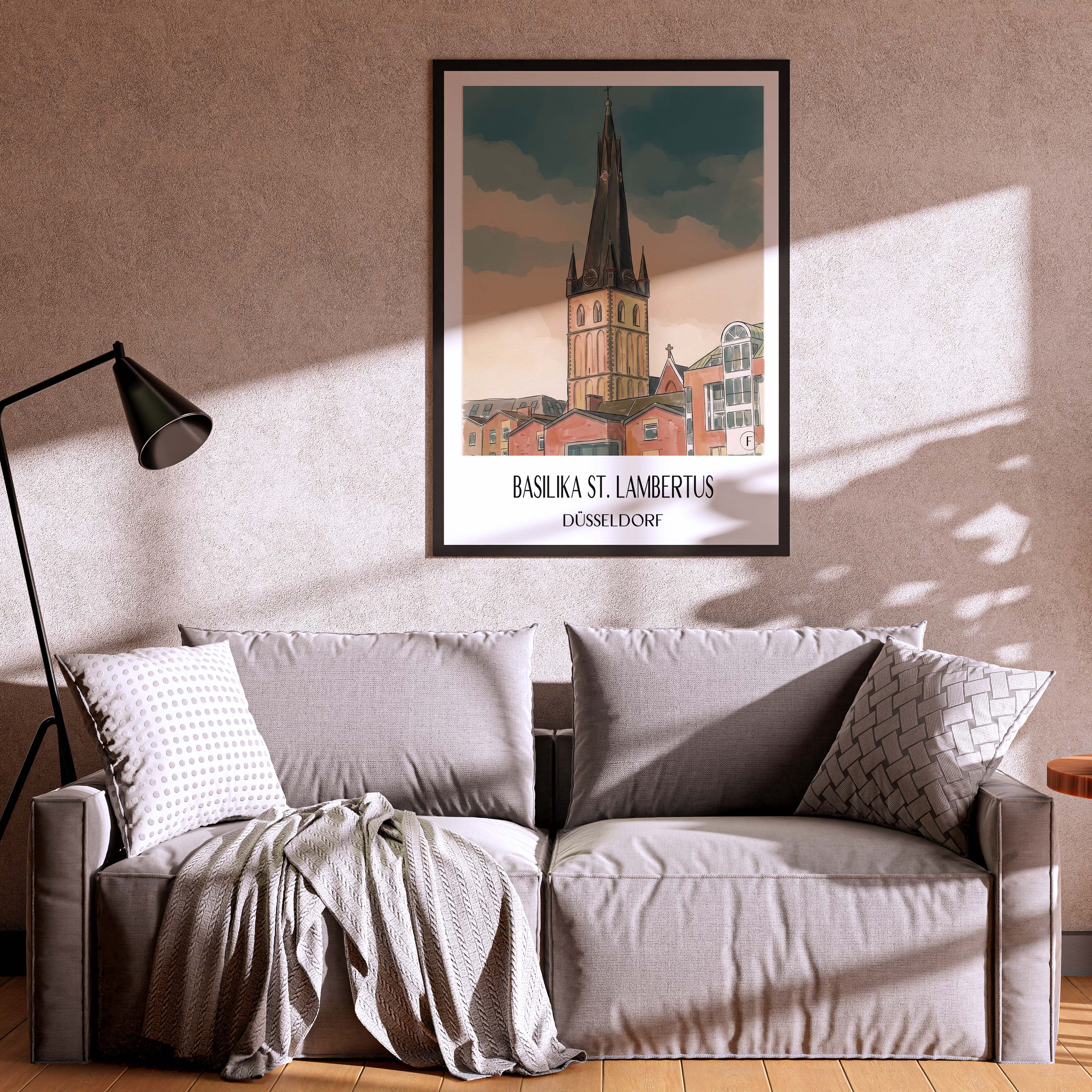 basilika-st.-lambertus-düsseldorf-deutschland-poster-aquarell