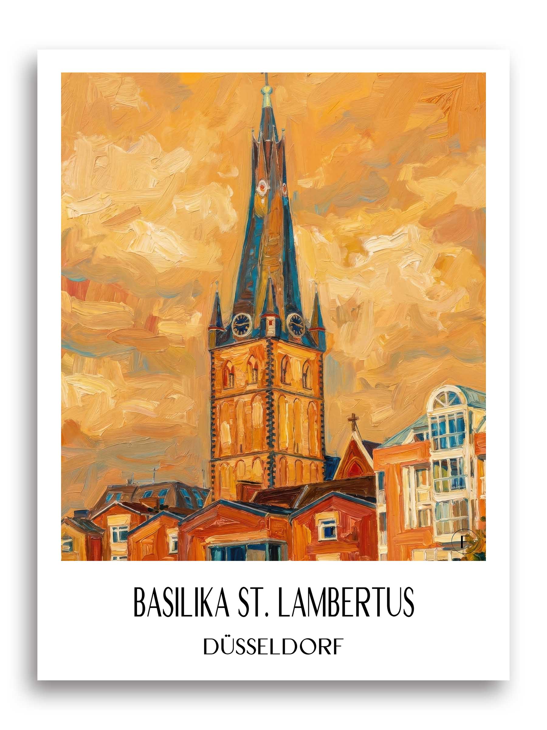 basilika-st.-lambertus-düsseldorf-deutschland-poster-oil-painting-oelgemaelde