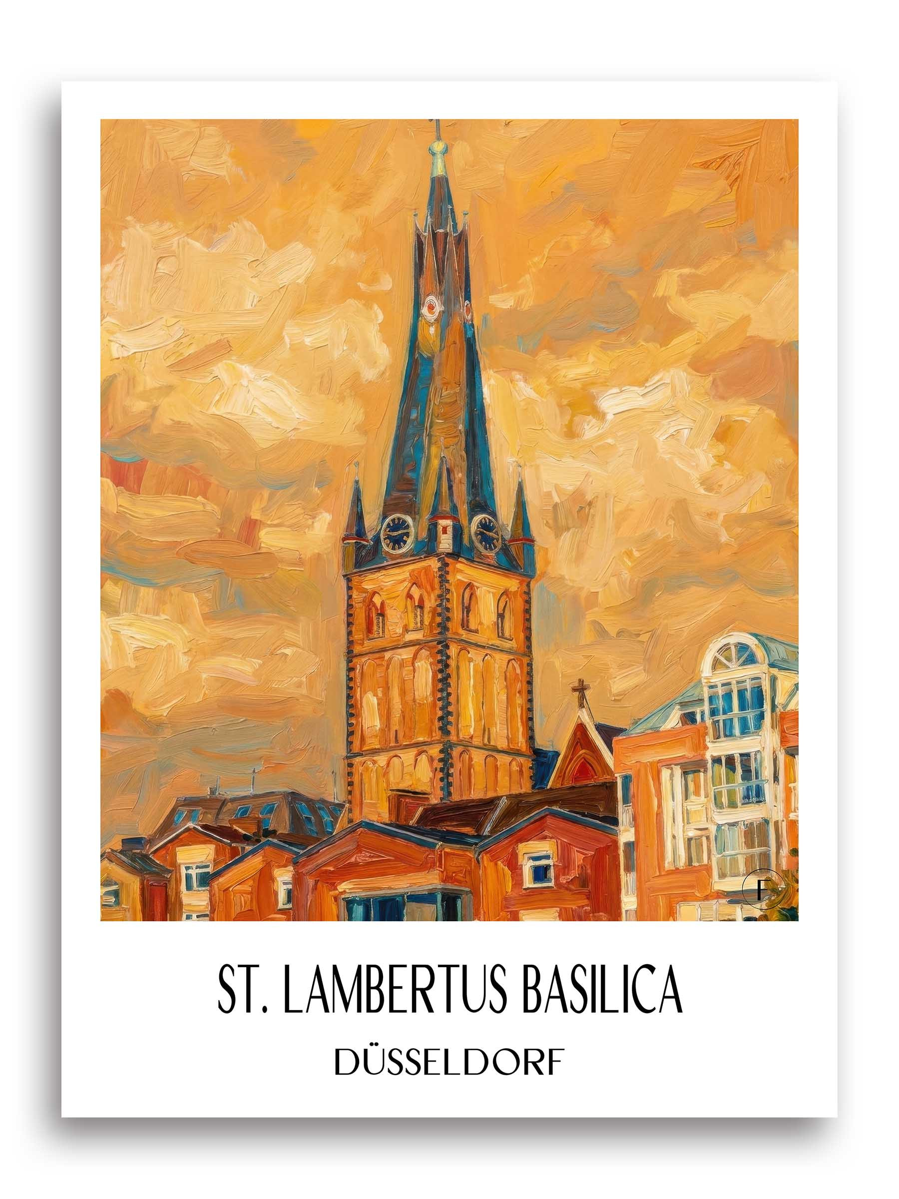 Basilika St. Lambertus Poster - Düsseldorf - Deutschland Kunstdruck - Ölgemälde von A4 bis A1 - favplace