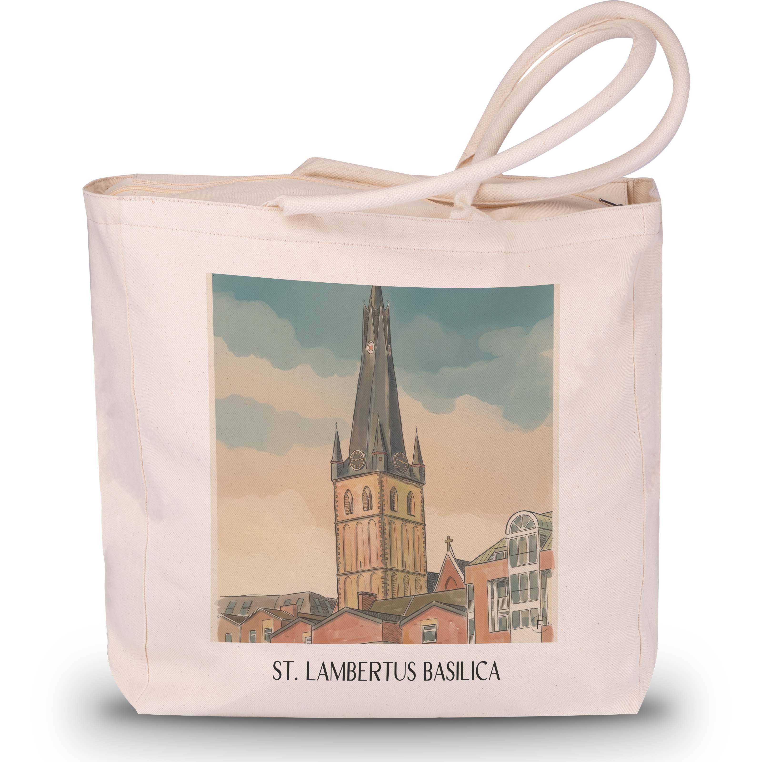 Basilika St. Lambertus Shopping Tasche - Düsseldorf - Deutschland Tote Bag - Einkaufstasche im Aquarell Stil - favplace