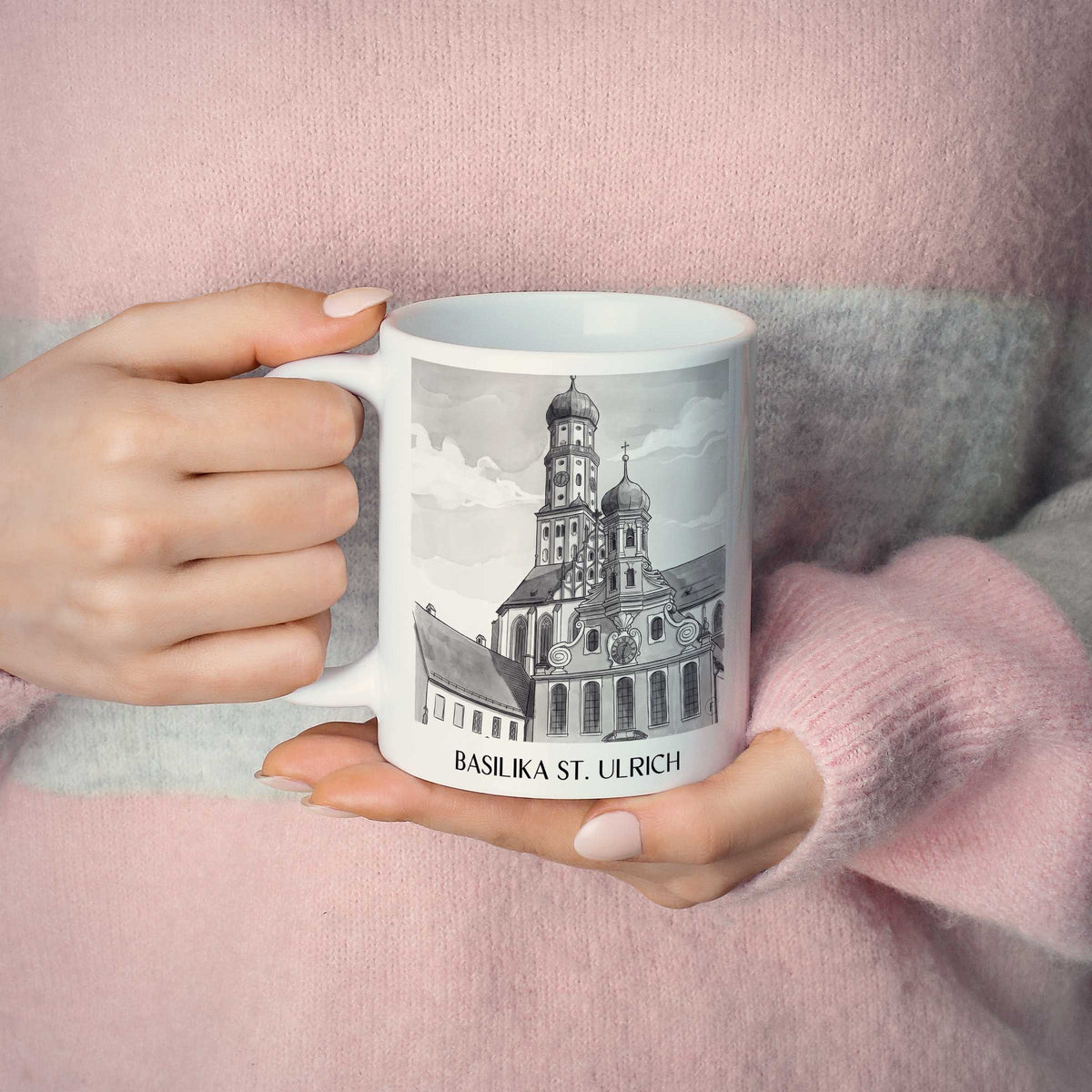 basilika-st.-ulrich-augsburg-deutschland-kaffeebecher-aquarell-schwarz-weiss