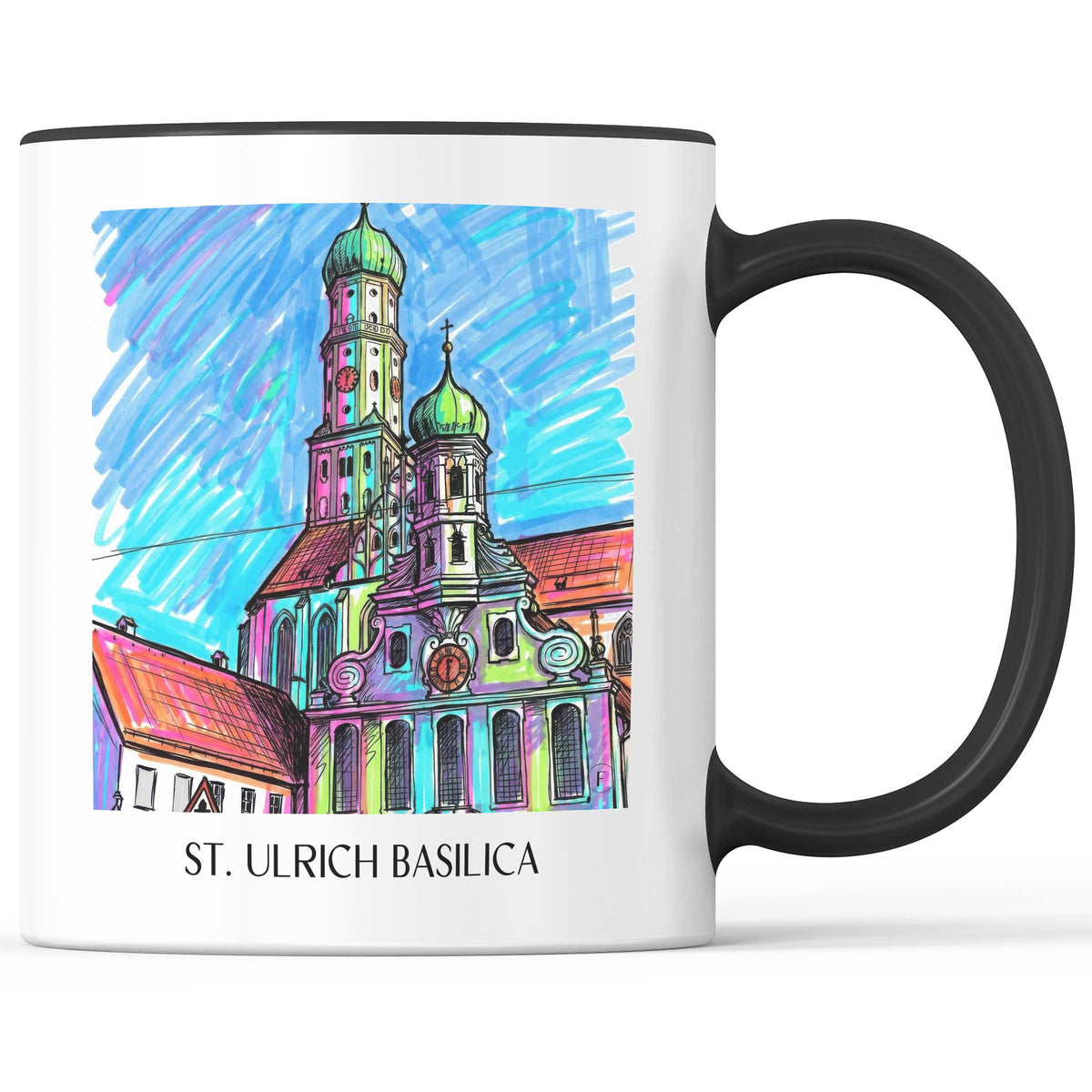 Basilika St. Ulrich Kaffeebecher - Augsburg - Deutschland Becher - Kaffeetasse im Tag Graffiti Stil - favplace