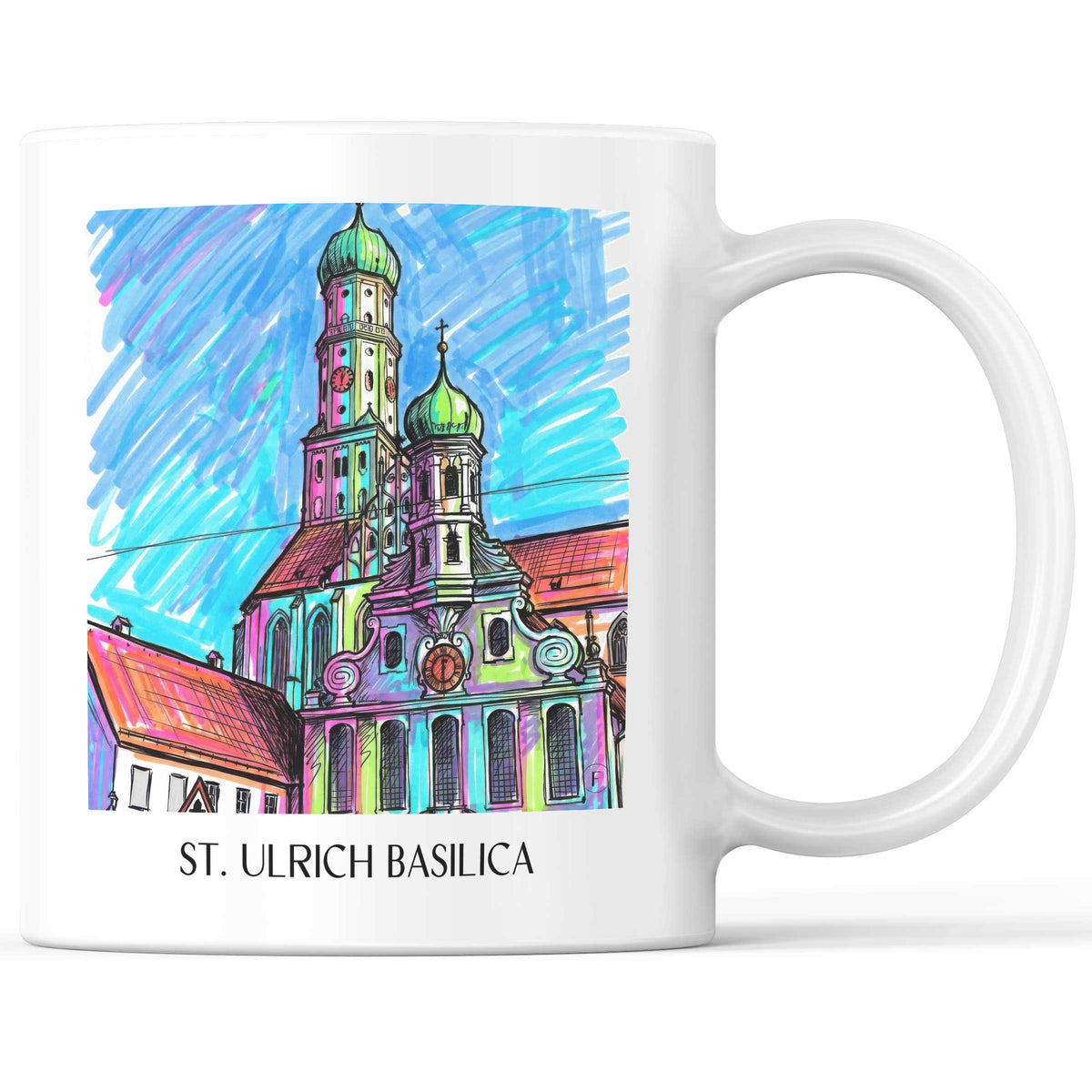 Basilika St. Ulrich Kaffeebecher - Augsburg - Deutschland Becher - Kaffeetasse im Tag Graffiti Stil - favplace