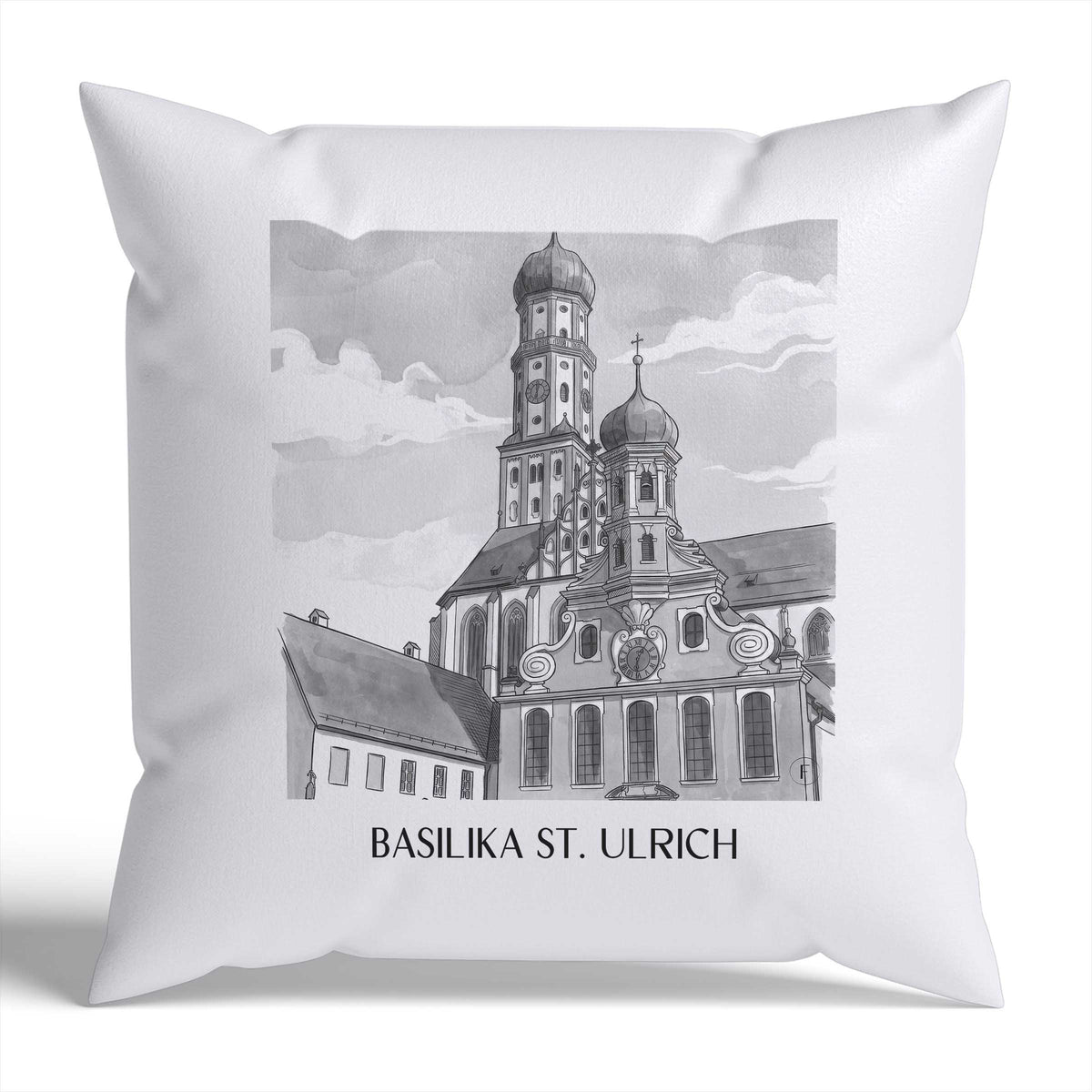 basilika-st.-ulrich-augsburg-deutschland-kissenbezug-aquarell-schwarz-weiss