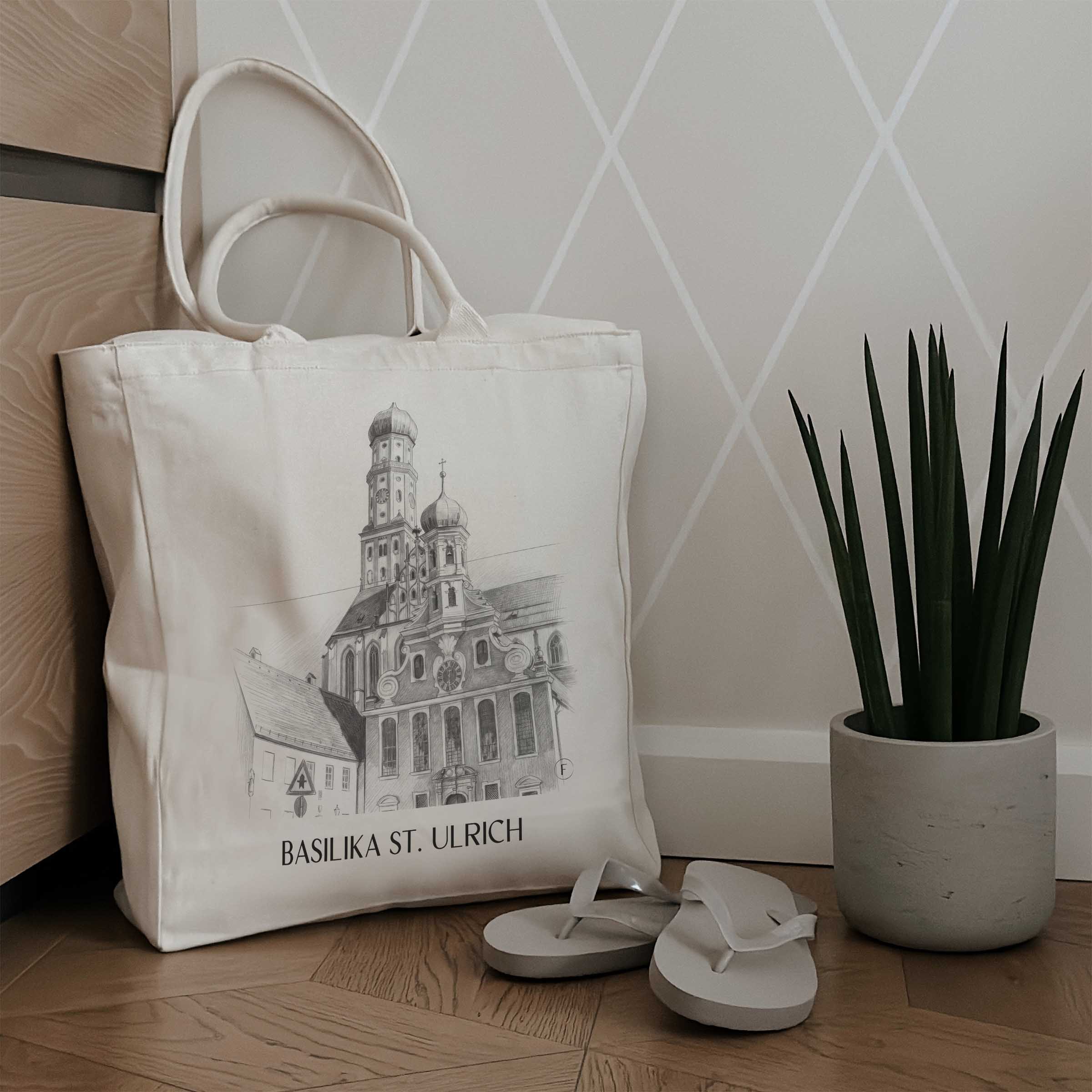 basilika-st.-ulrich-augsburg-deutschland-einkaufstasche-bleistift-zeichnung-drawing
