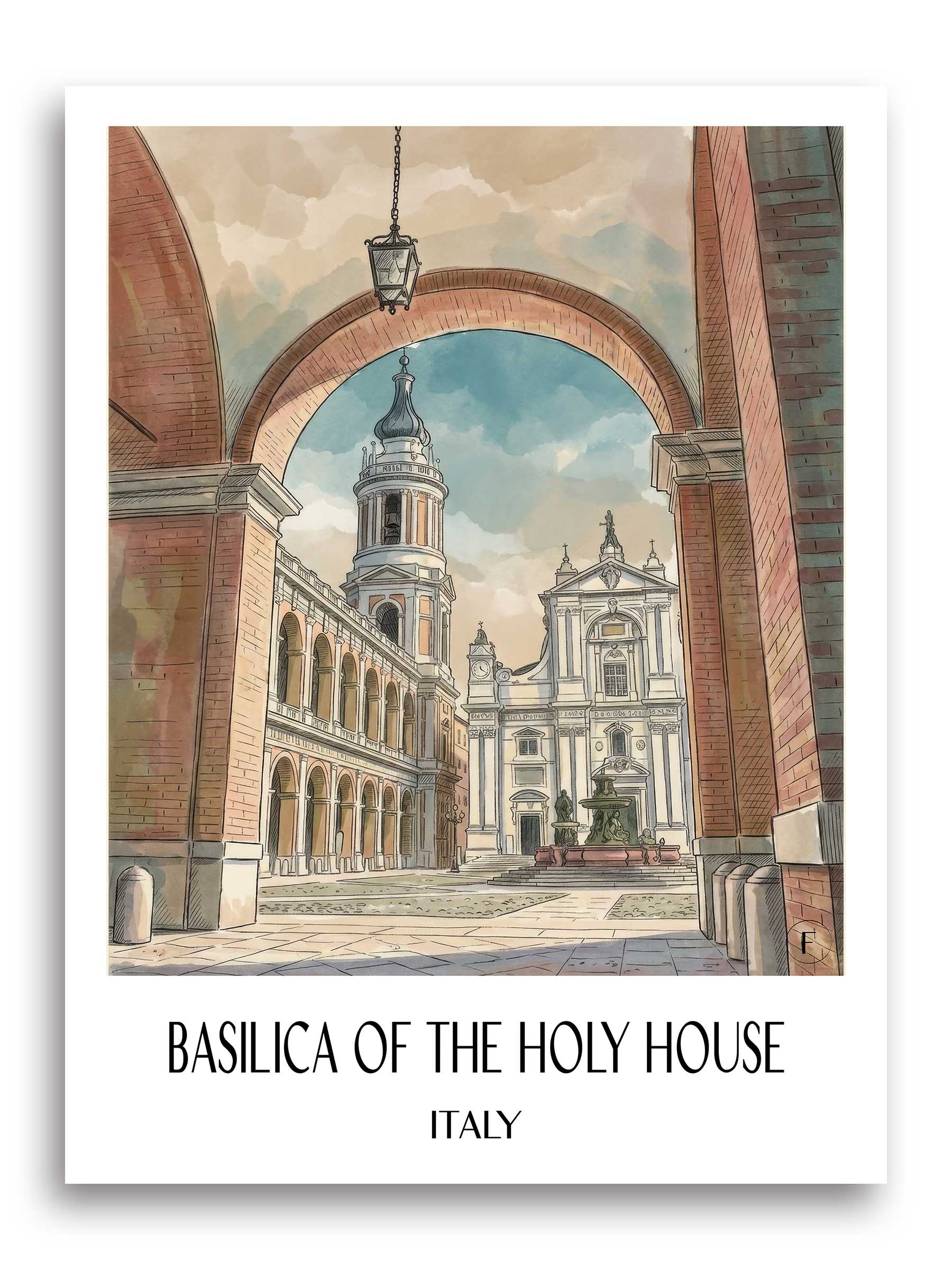 Basilika vom Heiligen Haus Poster - Loreto - Italien Kunstdruck - Aquarell von A4 bis A1 - favplace
