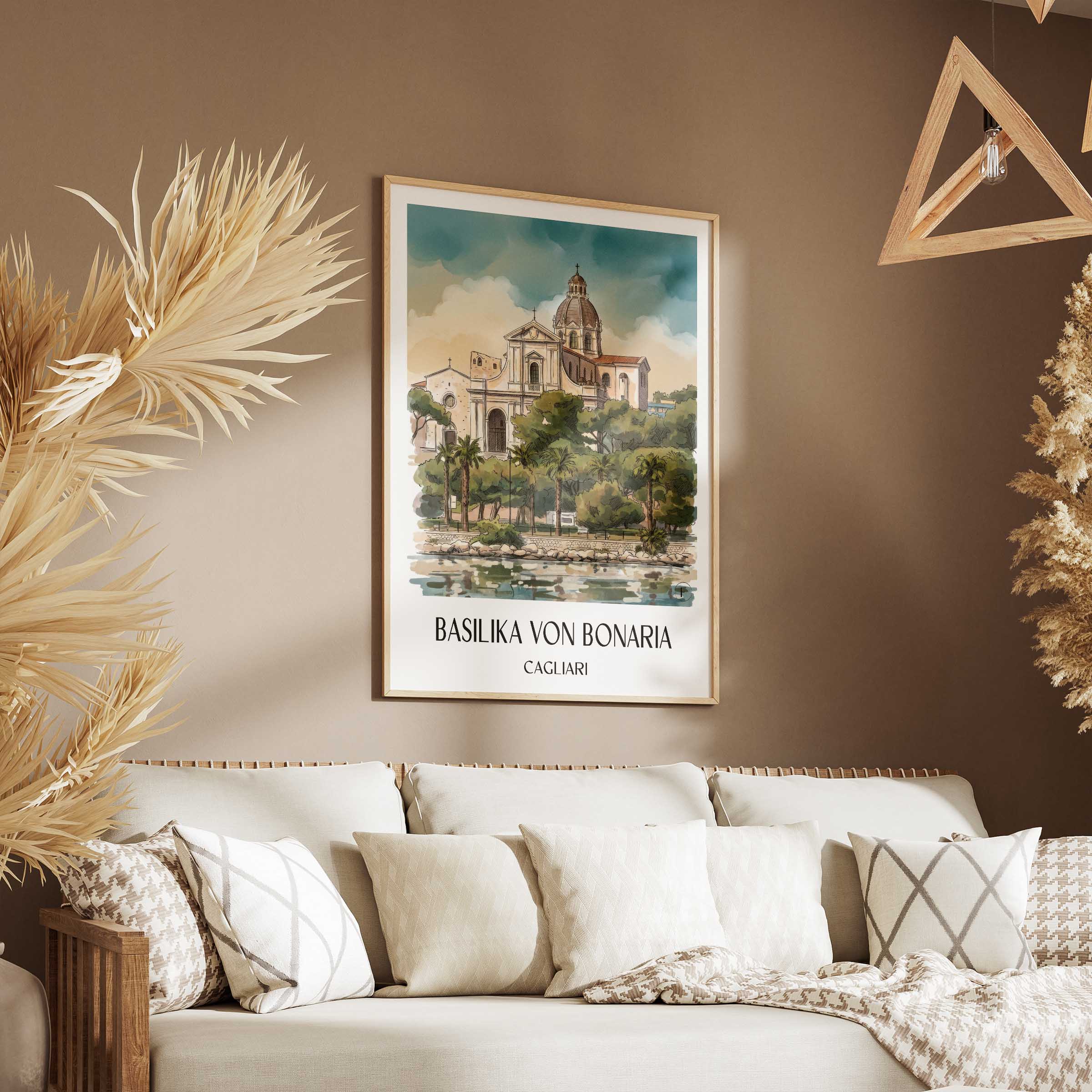 basilika-von-bonaria-cagliari-italien-poster-aquarell